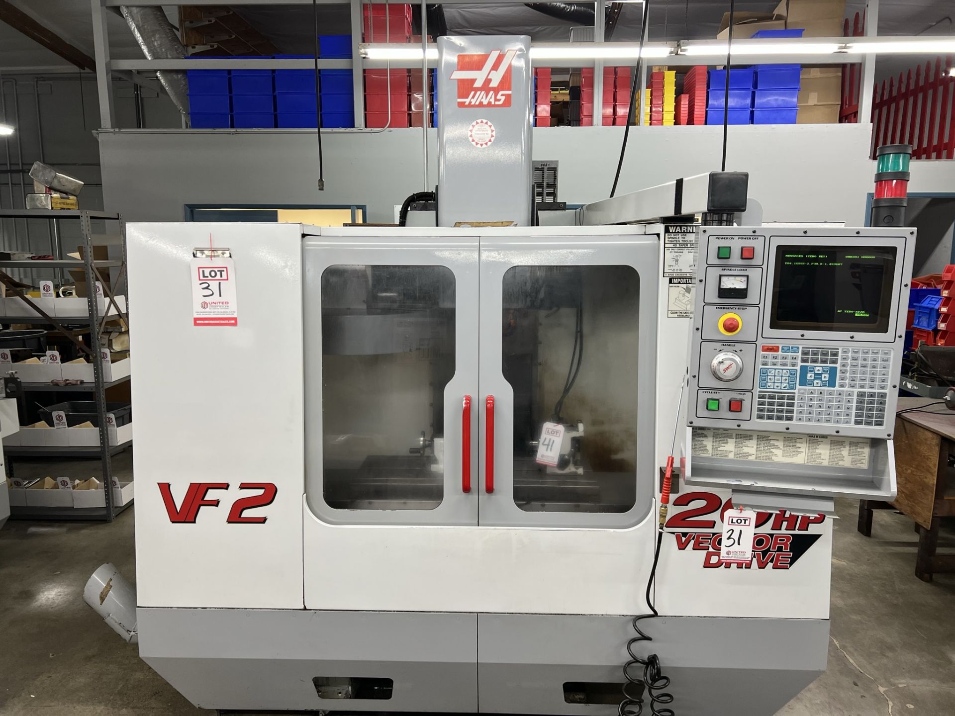 2000 HAAS VF-2 VERTICAL MACHINING CENTER, XYZ TRAVELS: 30" X 16" X 20", 36" X 14" TABLE, 20 HP, 7, - Image 2 of 14