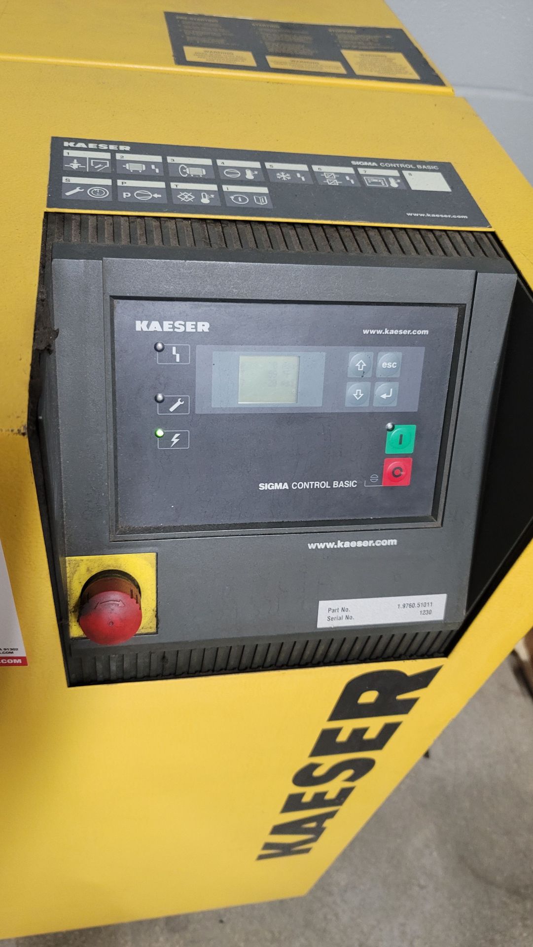 KAESER SK19 ROTARY SCREW AIR COMPRESSOR, 15 HP, S/N 1230, HOURS: 10,558 - Image 3 of 4