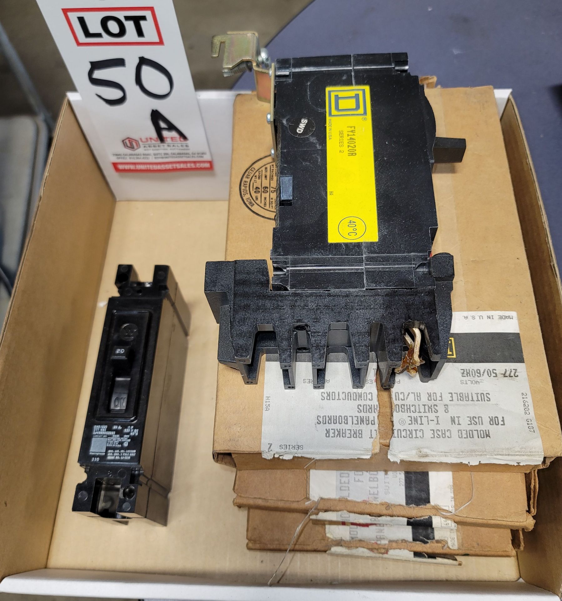 LOT - (3) SQUARE D I-LINE BREAKERS AND (1) WESTINGHOUSE 20A BREAKER