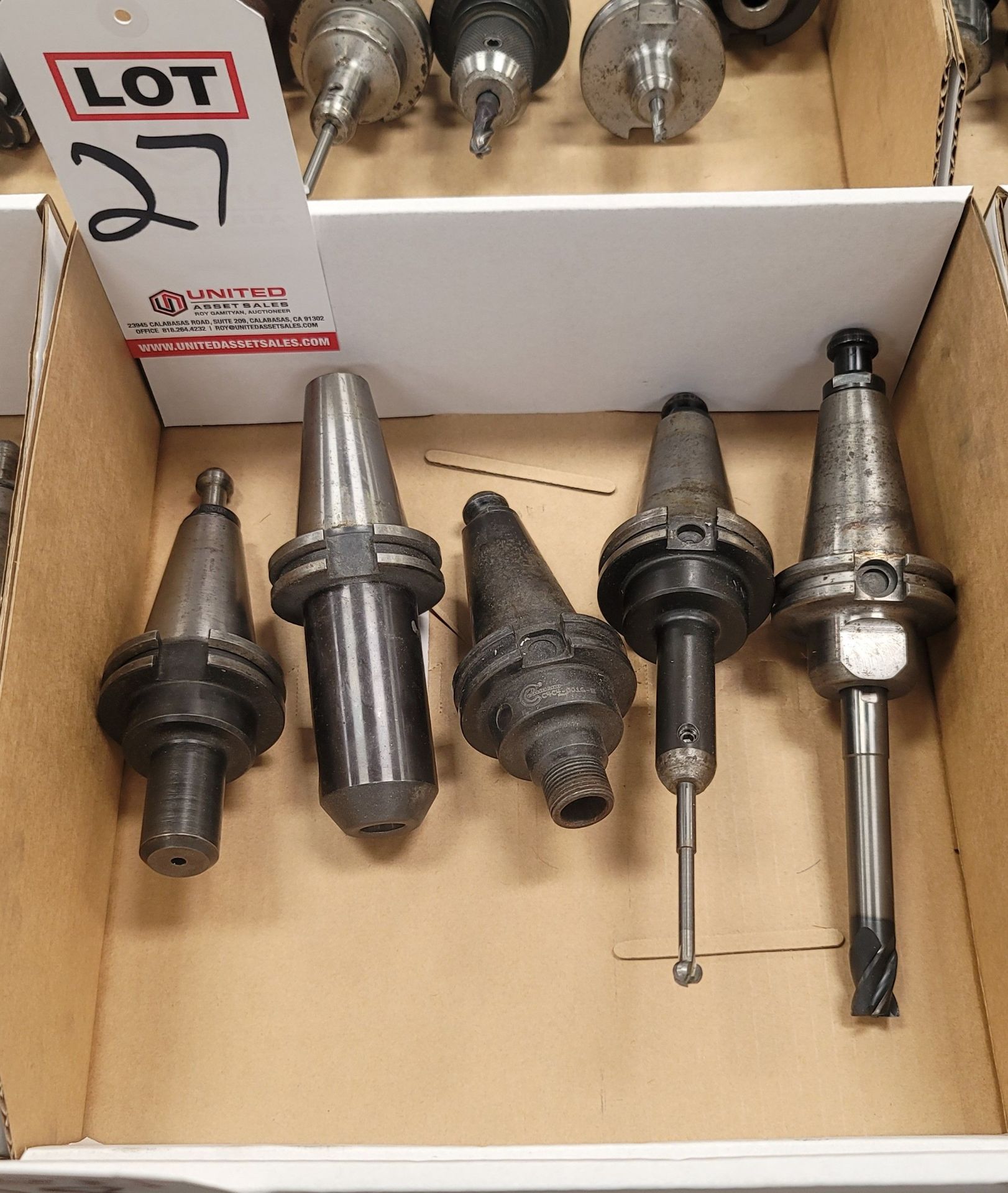 LOT - (5) 40-TAPER CNC TOOL HOLDERS, W/ TOOLS AS PICTURED