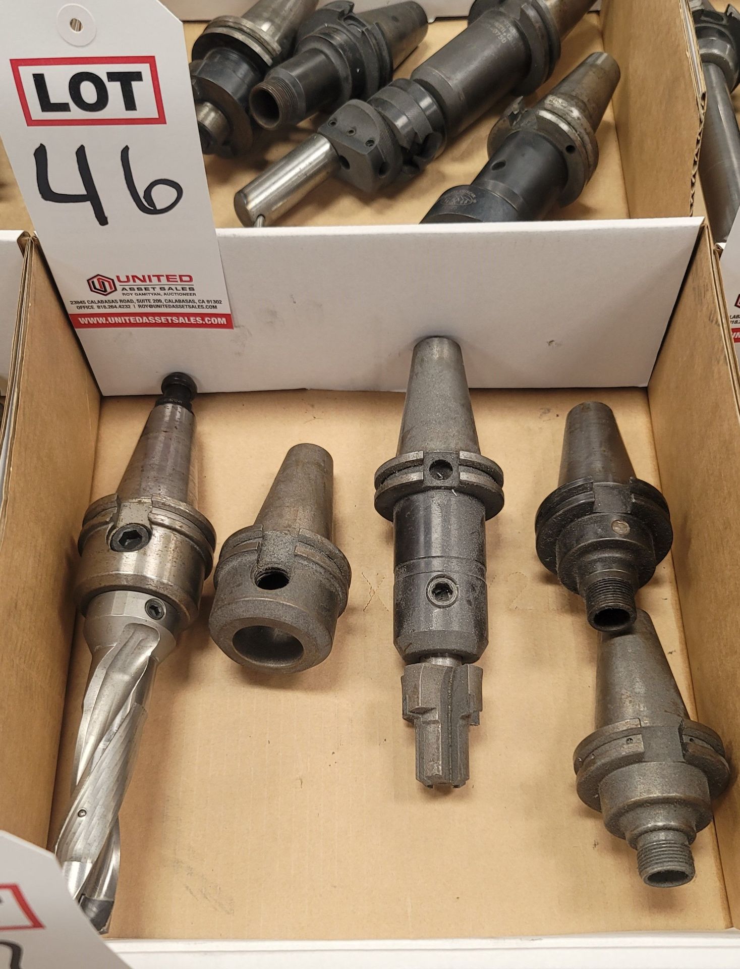 LOT - (5) 40-TAPER CNC TOOL HOLDERS, W/ TOOLS AS PICTURED