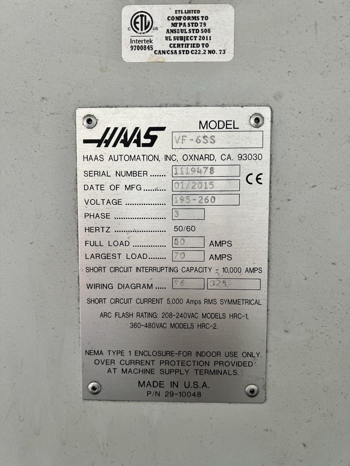 2015 HAAS VF-6SS VERTICAL MACHINING CENTER, TRAVELS: 64" X 32" X 30", TABLE SIZE: 64" X 28", 30 - Image 27 of 27