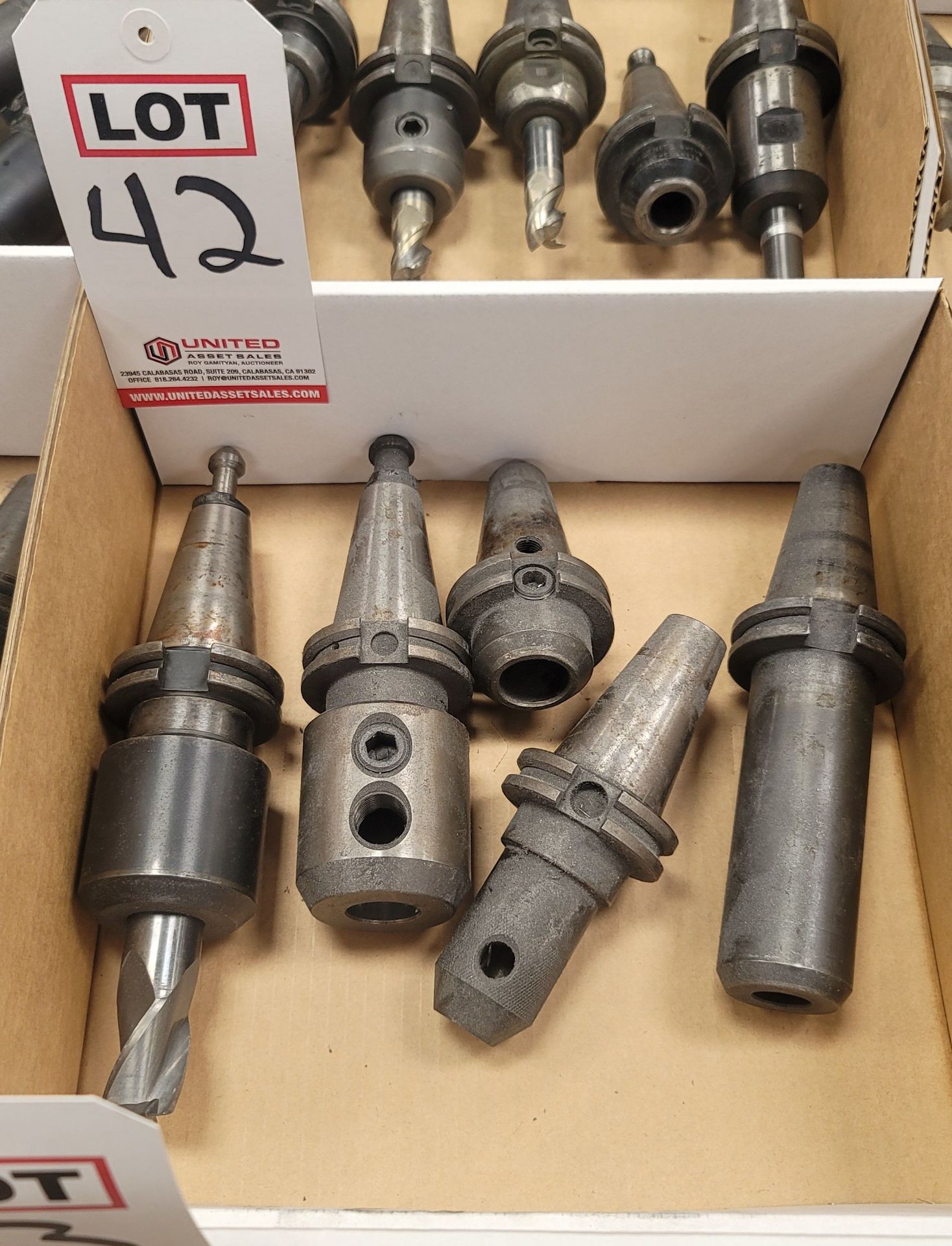 LOT - (5) 40-TAPER CNC TOOL HOLDERS, W/ TOOLS AS PICTURED