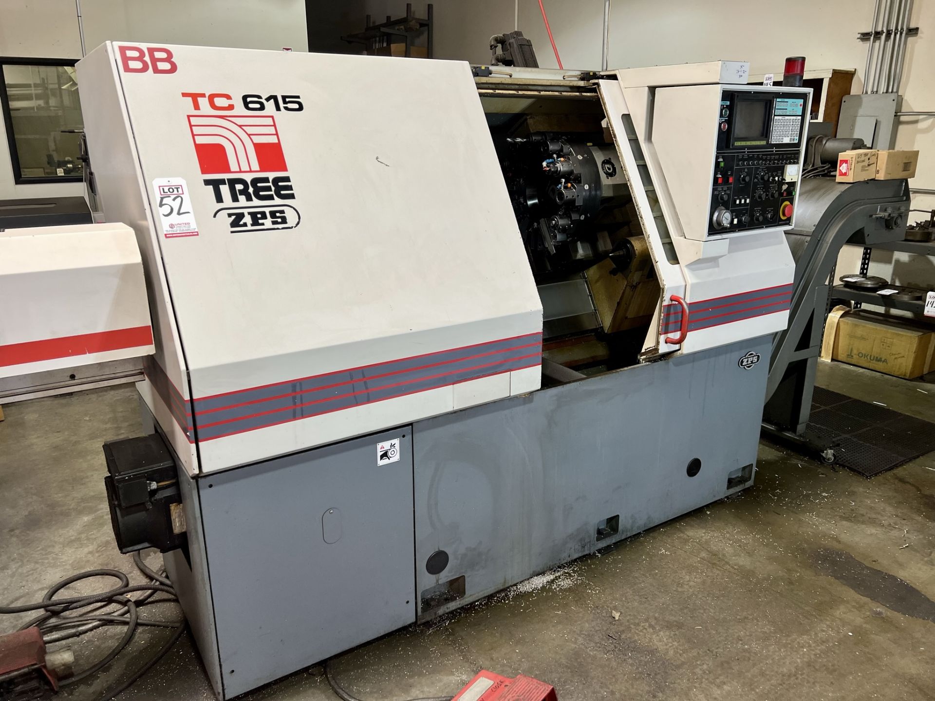 TREE TC 615 ZPS CNC LATHE, S/N 9-60-95-1012, 8" CHUCK, YASNAC CNC CONTROL, 8" CHUCK, 12-STATION - Image 4 of 32