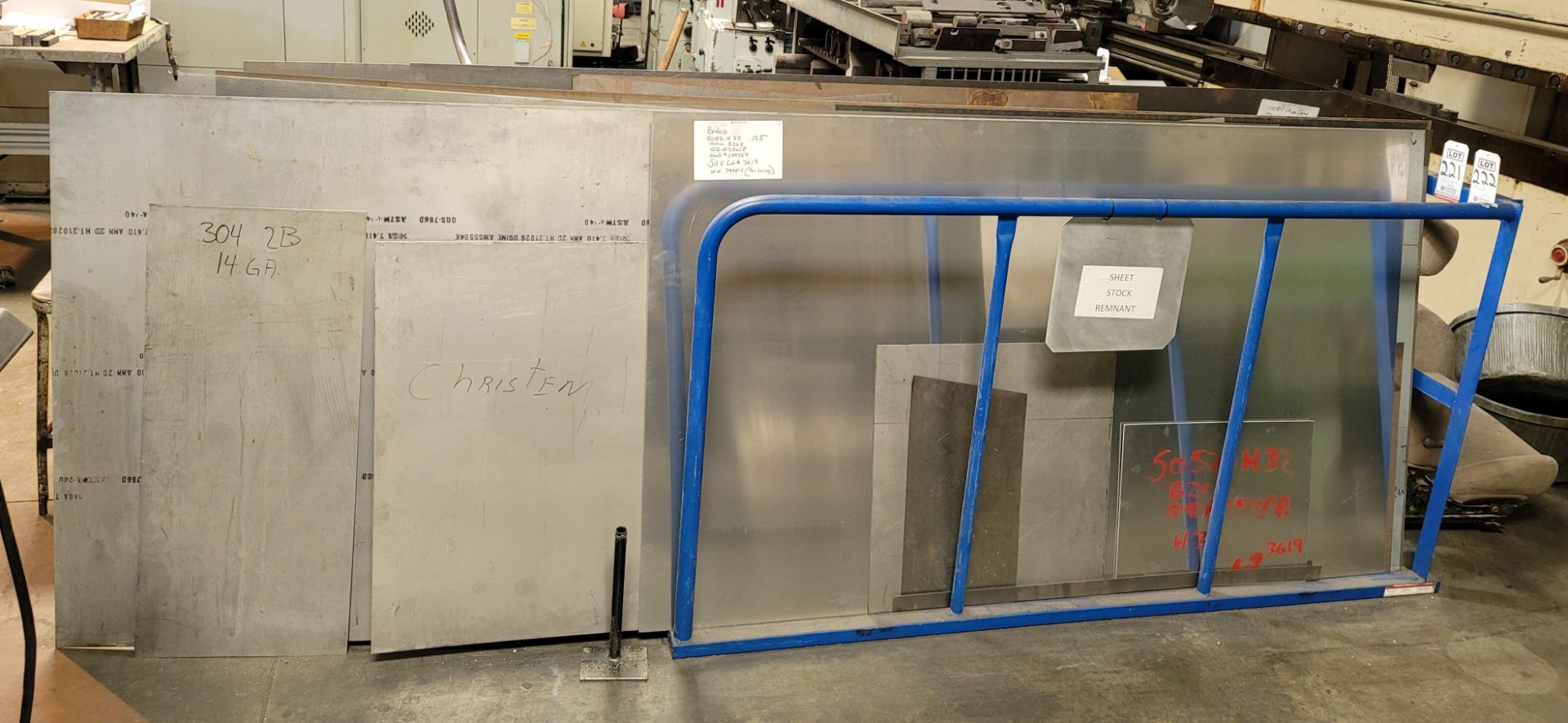 LOT - STEEL AND ALUMINUM SHEET STOCK, RACK NOT INCLUDED