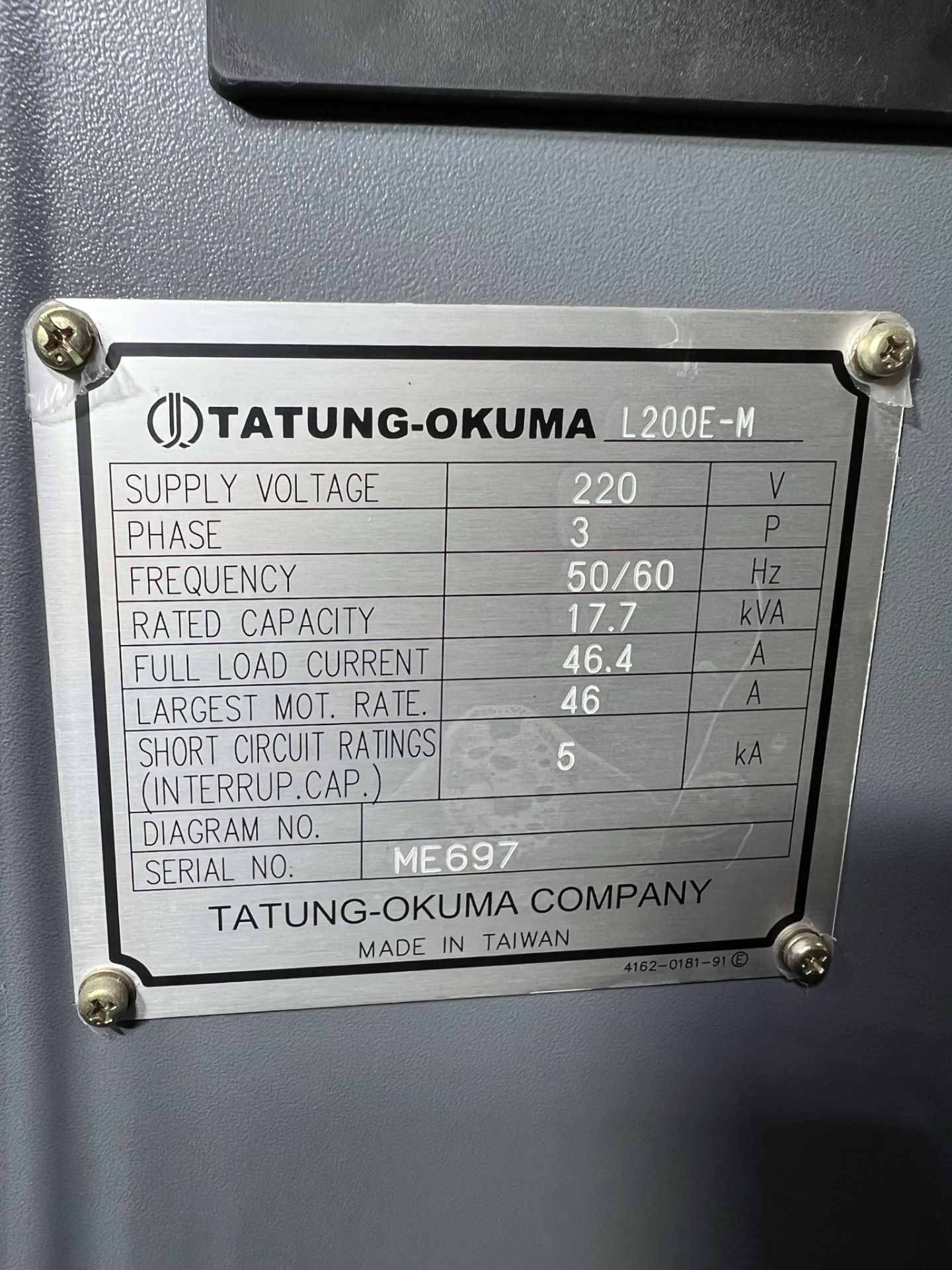 2014 OKUMA GENOS L200E-M CNC LATHE, S/N ME697, LIVE TOOLING, OSP-P200LA-R CNC CONTROL, 8" - Image 25 of 45