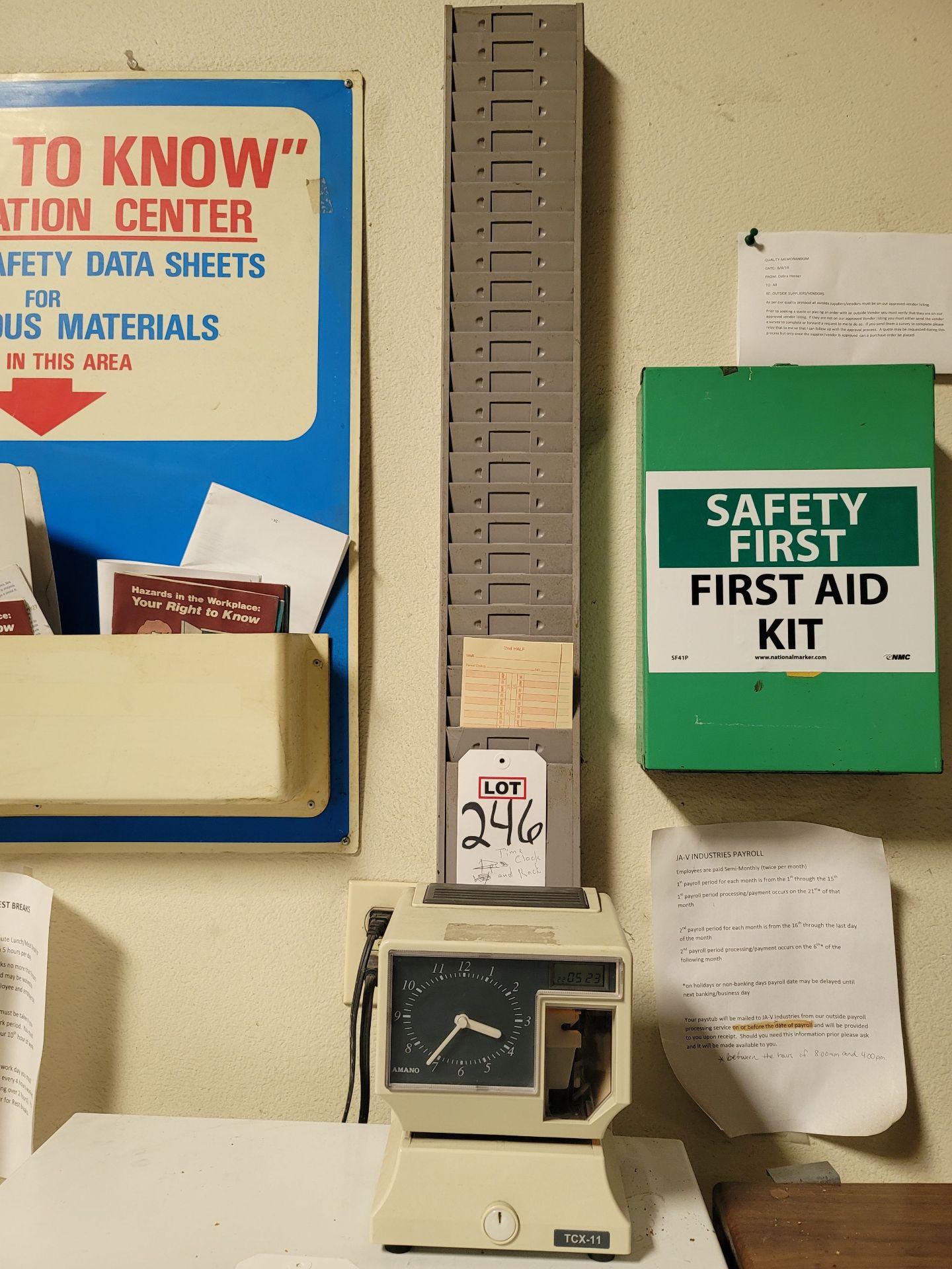 LOT - TIME CLOCK AND TIME CARD WALL RACK