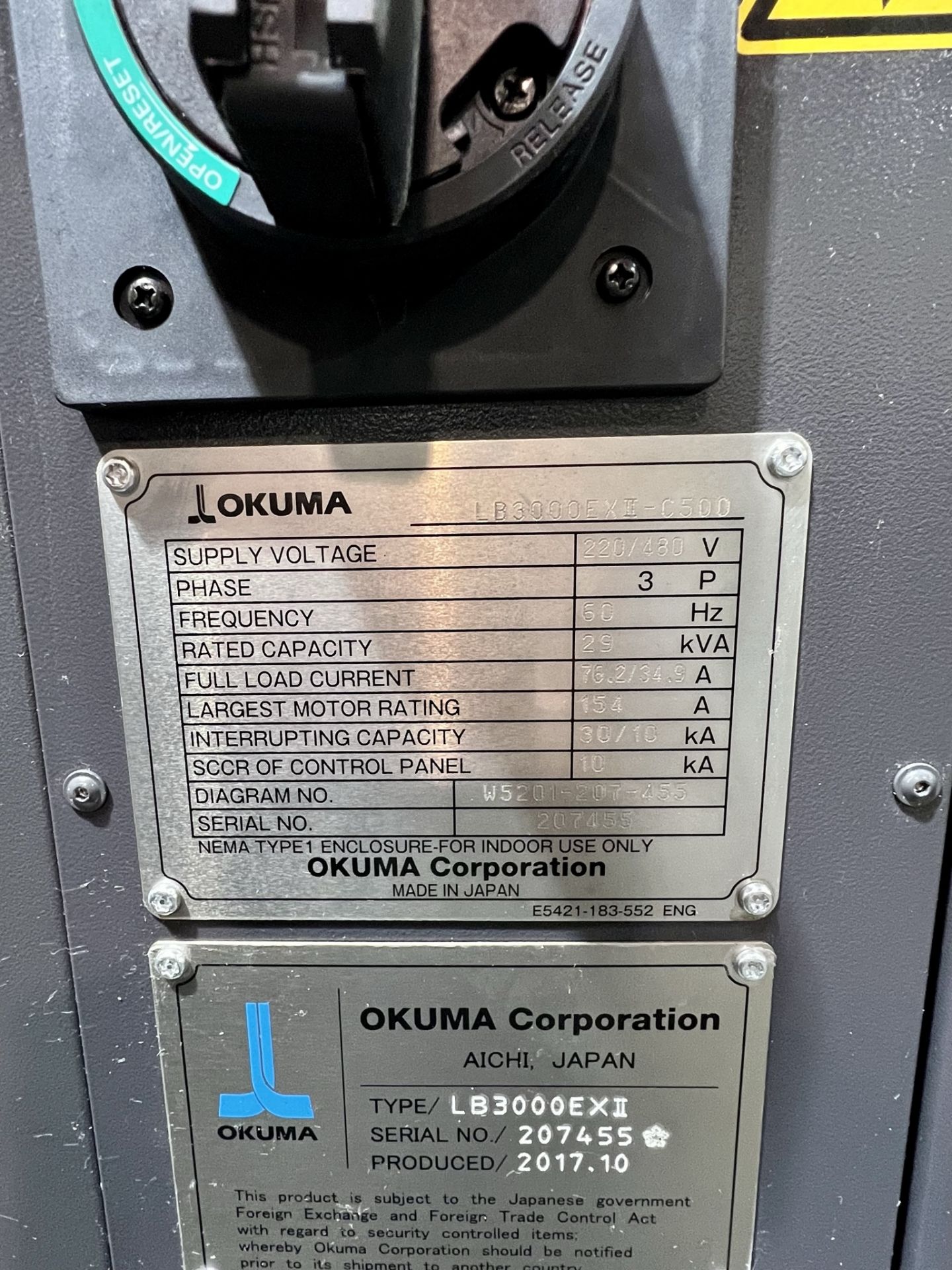 2017 OKUMA LB3000EXII-C500 TURNING CENTER, OSP-P300LA CNC CONTROL, 2-AXIS, 8" KITAGAWA CHUCK, SWING: - Image 17 of 17