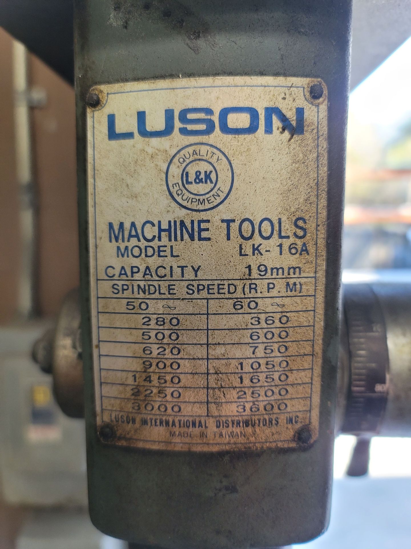 LUSON 13" DRILL PRESS, MODEL LK-16A - Image 2 of 2