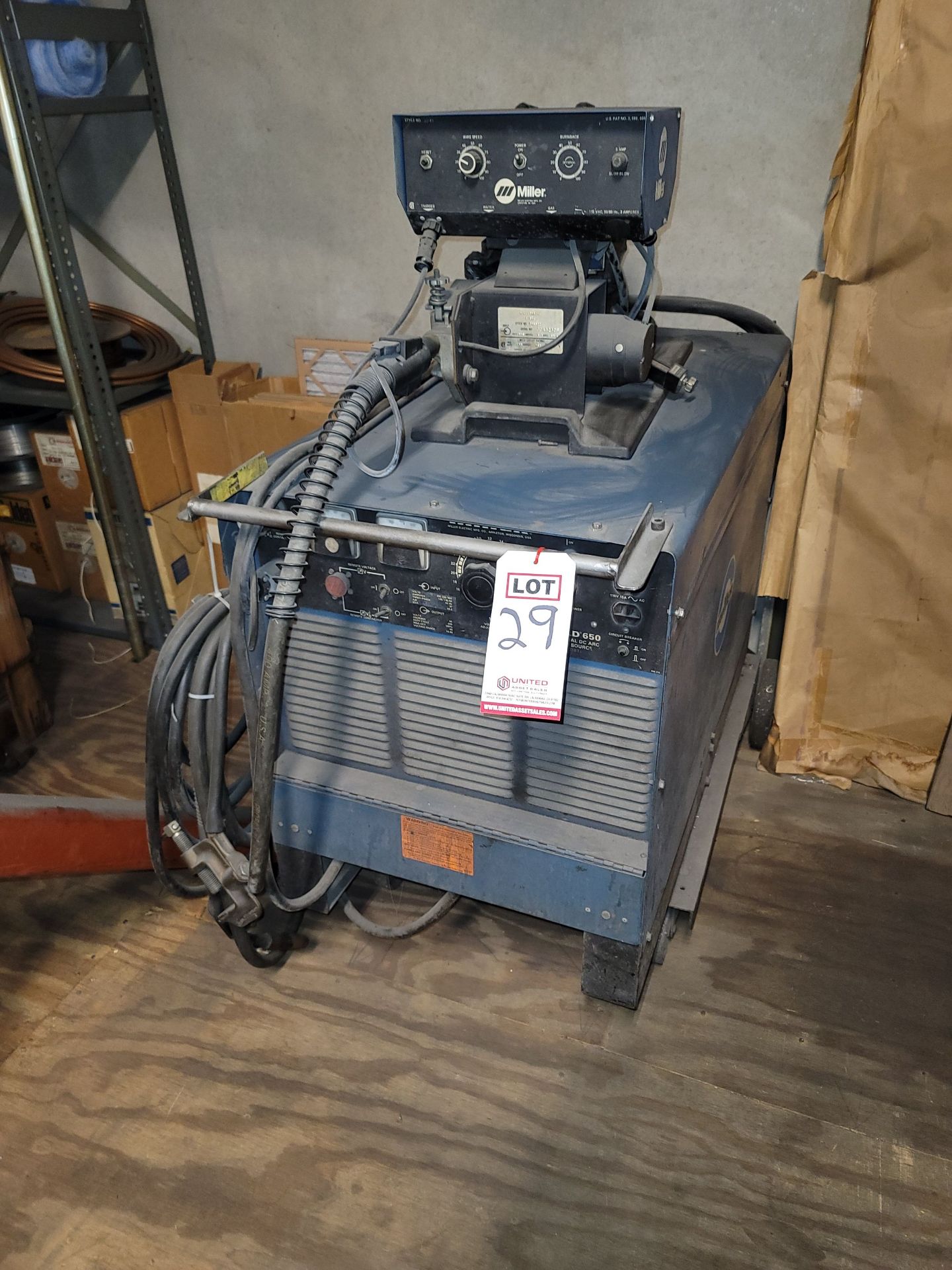 MILLER DELTAWELD 650, S/N JD723631, W/ MILLERMATIC S-54E WIRE FEEDER