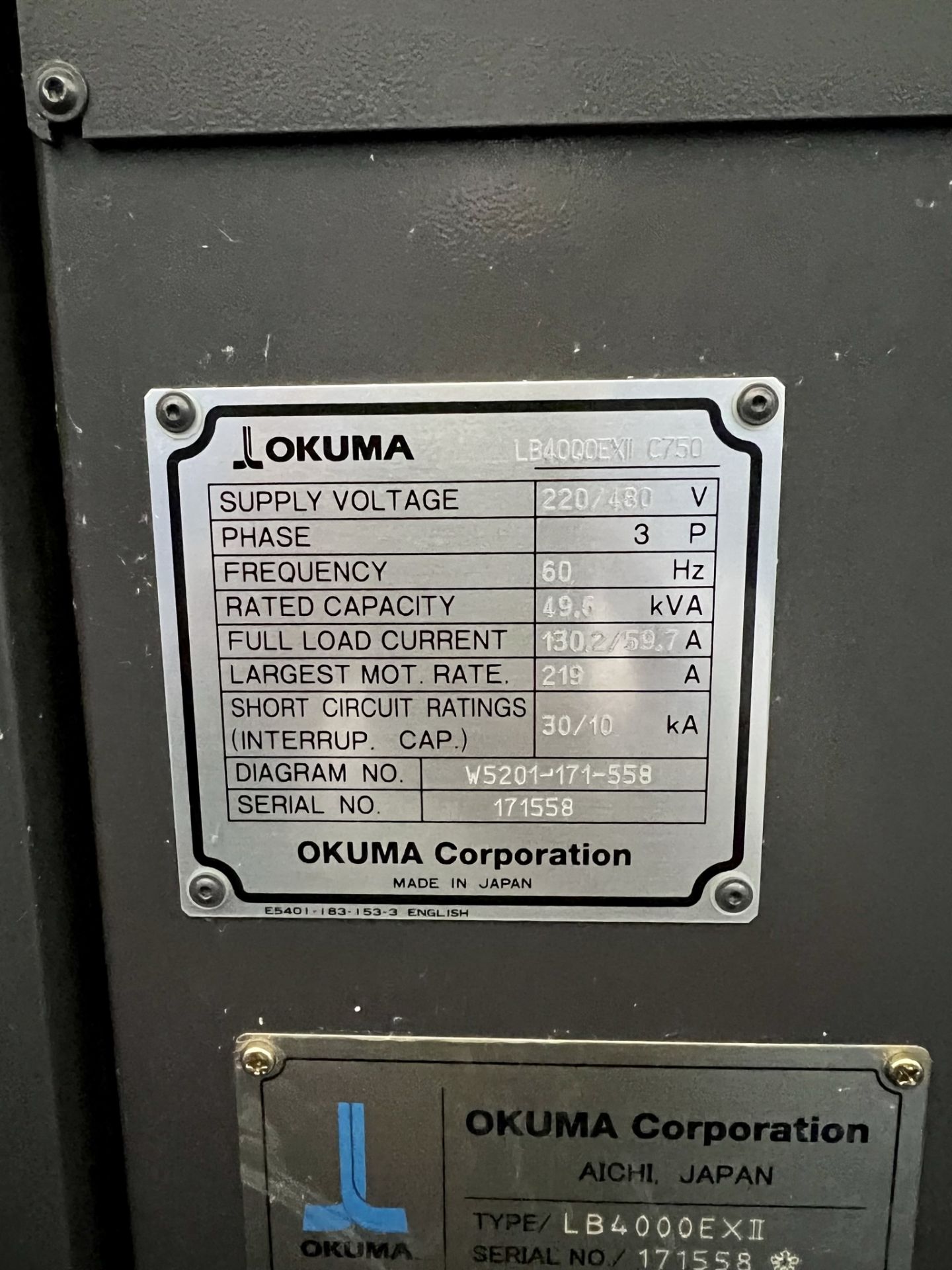 2013 OKUMA LB4000EXII-C750 TURNING CENTER, OSP-P300L CNC CONTROL, 10" KITAGAWA CHUCK, 2-AXIS, SWING: - Image 23 of 24