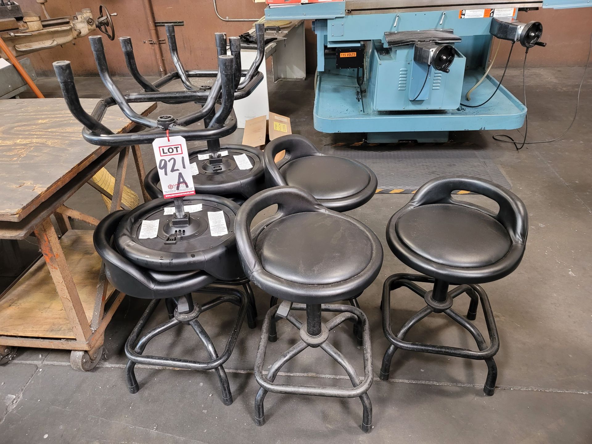 LOT - (7) BLACK STOOLS, HEIGHT ADJUSTABLE, INTERNAL AIR SHOCK EQUIPPED