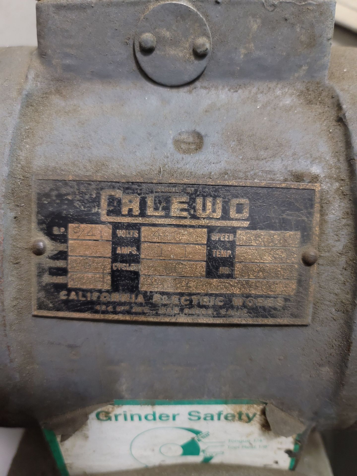 CALEWO DOUBLE END PEDESTAL GRINDER, 3/4 HP - Image 2 of 2
