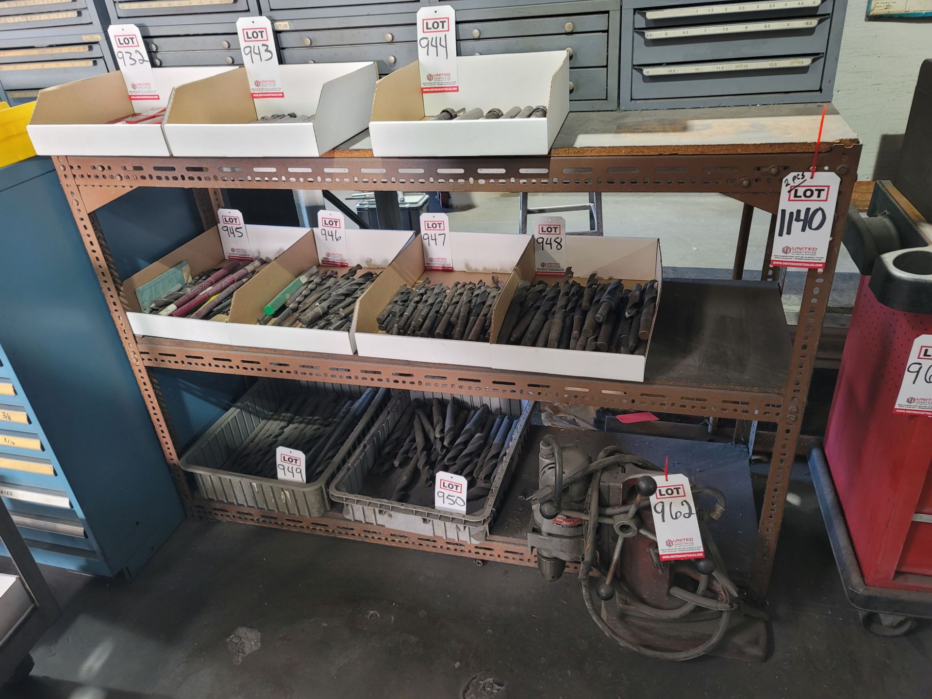 LOT - (2) SHELF UNITS: (1) 5' X 18" AND (1) 8' X 24", CONTENTS NOT INCLUDED, (THE 8' X 24" UNIT