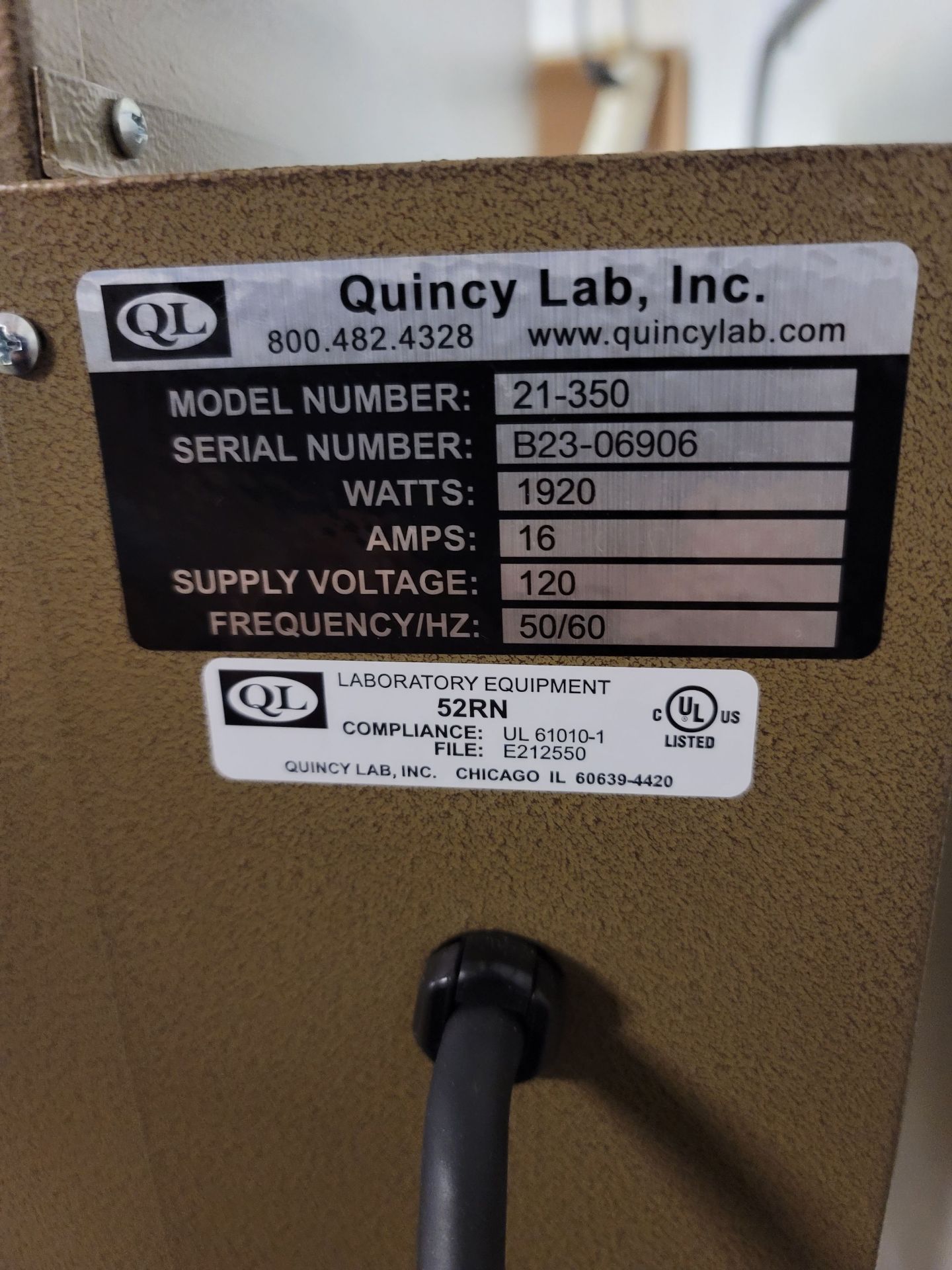 2021 QUINCY LAB 21-350 CONVECTION OVEN, S/N B23-06906 - Image 3 of 3