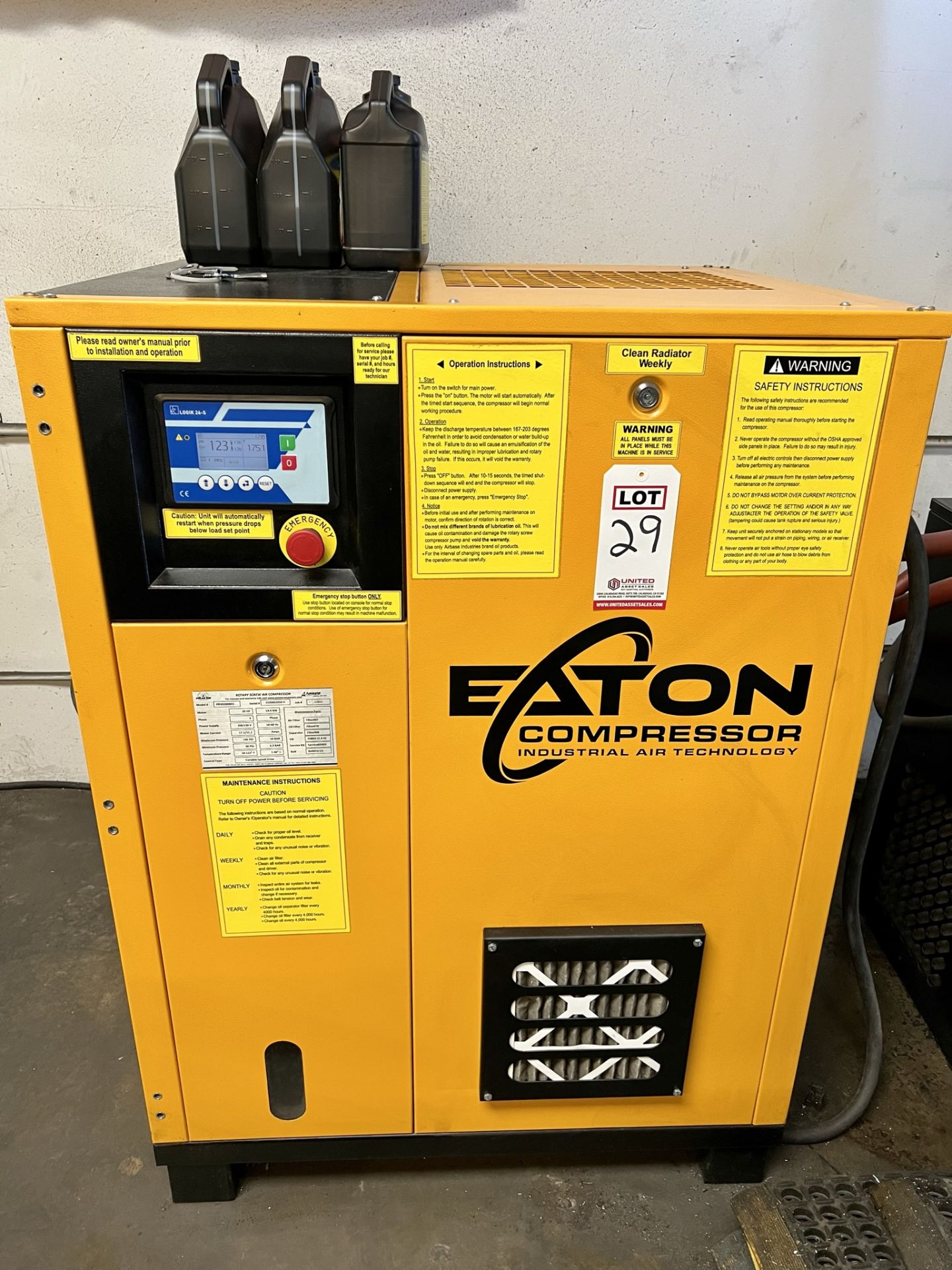 2020 EATON/POLAR AIR ROTARY SCREW AIR COMPRESSOR, MODEL PRV0200003, 20 HP, VARIABLE SPEED DRIVE, 3-