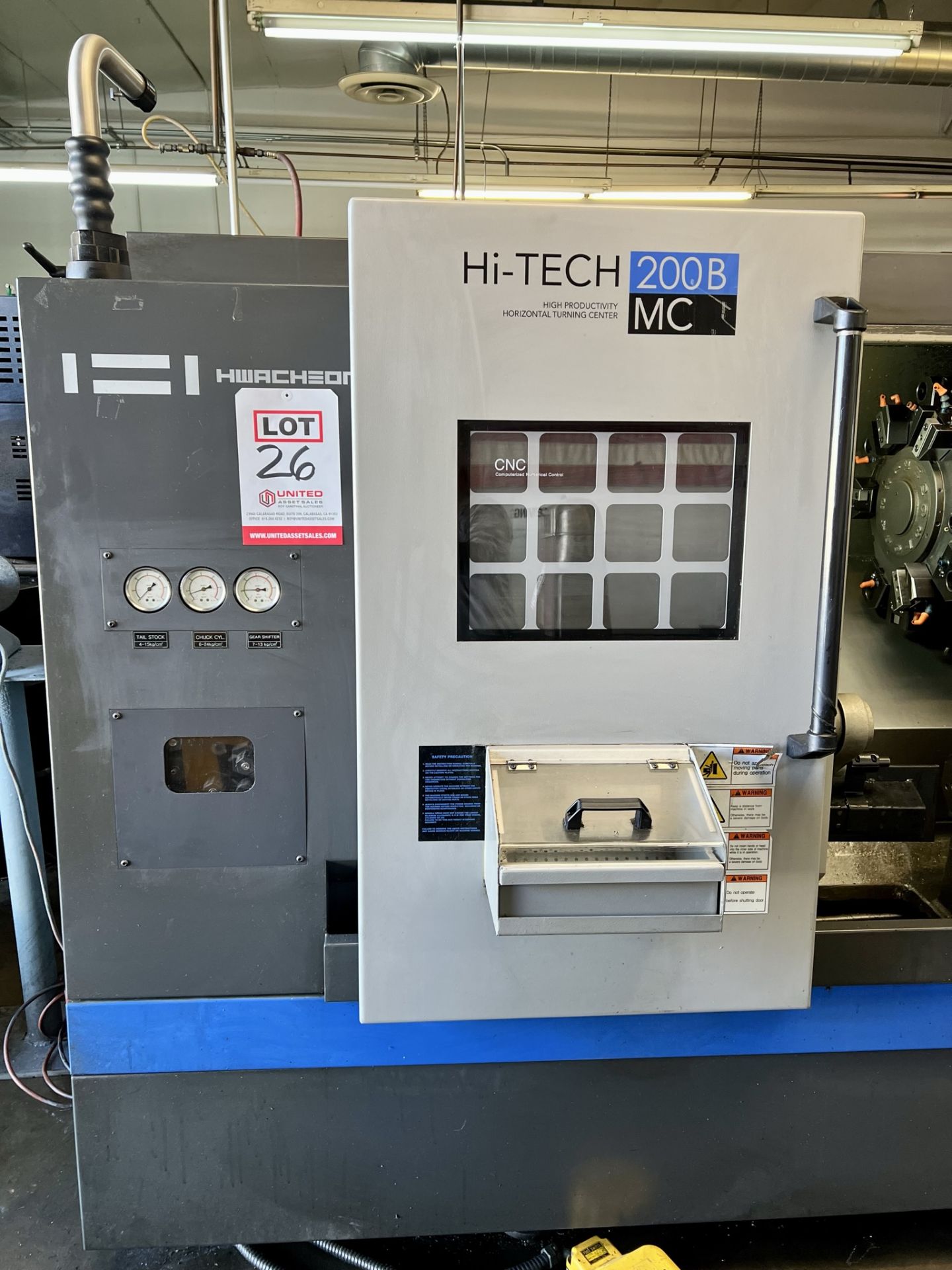 2013 HWACHEON HI-TECH 200B MC TURNING CENTER, FANUC OI-TD CNC CONTROL, LIVE MILLING, 10" 3-JAW - Image 5 of 36