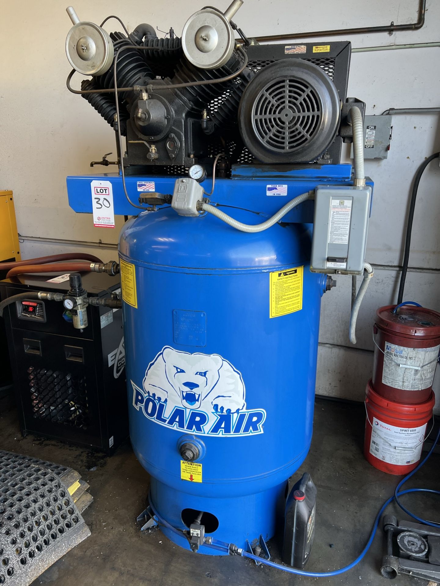 POLAR AIR VERTICAL TYPE AIR COMPRESSOR, 10 HP, 120 GALLON TANK