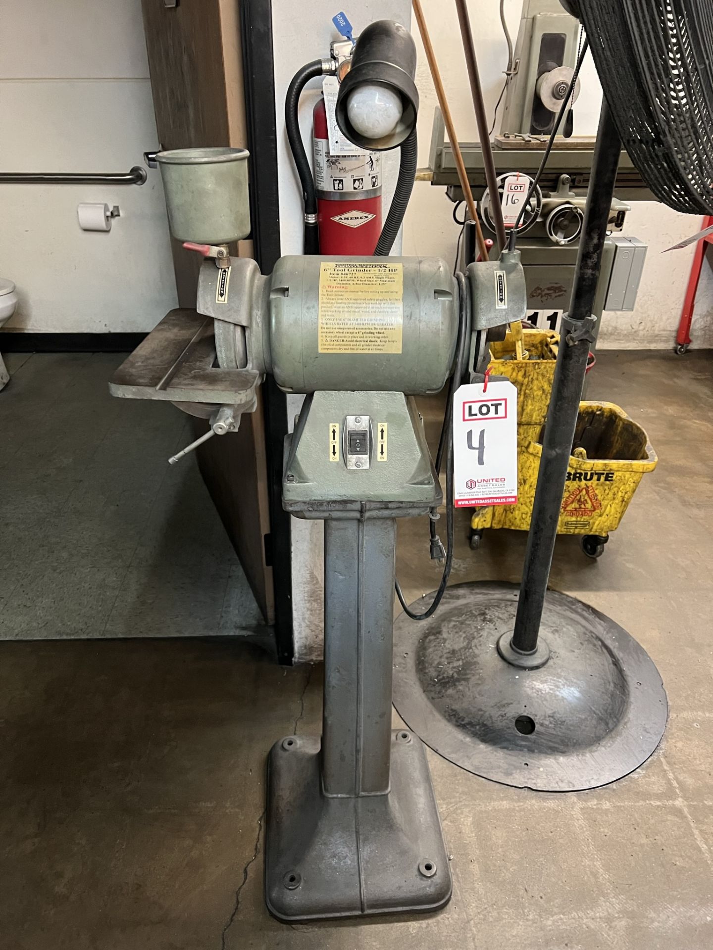 CENTRAL MACHINERY 6" TOOL GRINDER, PEDESTAL, LIGHT