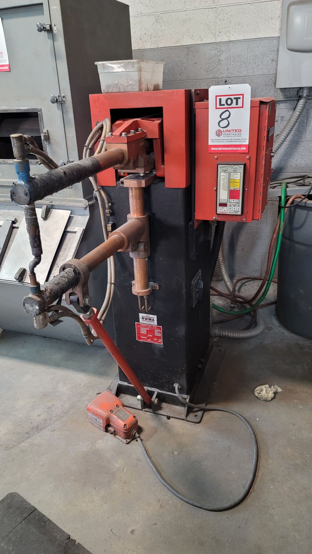 JANDA 45 KVA ROCKER ARM SPOT WELDER, MODEL R1-40-24R, 24" THROAT X 10 GAP, 220V INPUT, S/N R-2141,