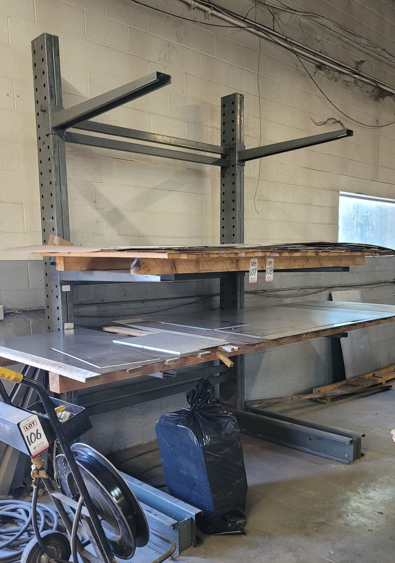 CANTILEVER MATERIAL RACK, 7' X 61" X 10' HT, 42" ARMS, CONTENTS NOT INCLUDED, (LOCATION: 2174 W 2300