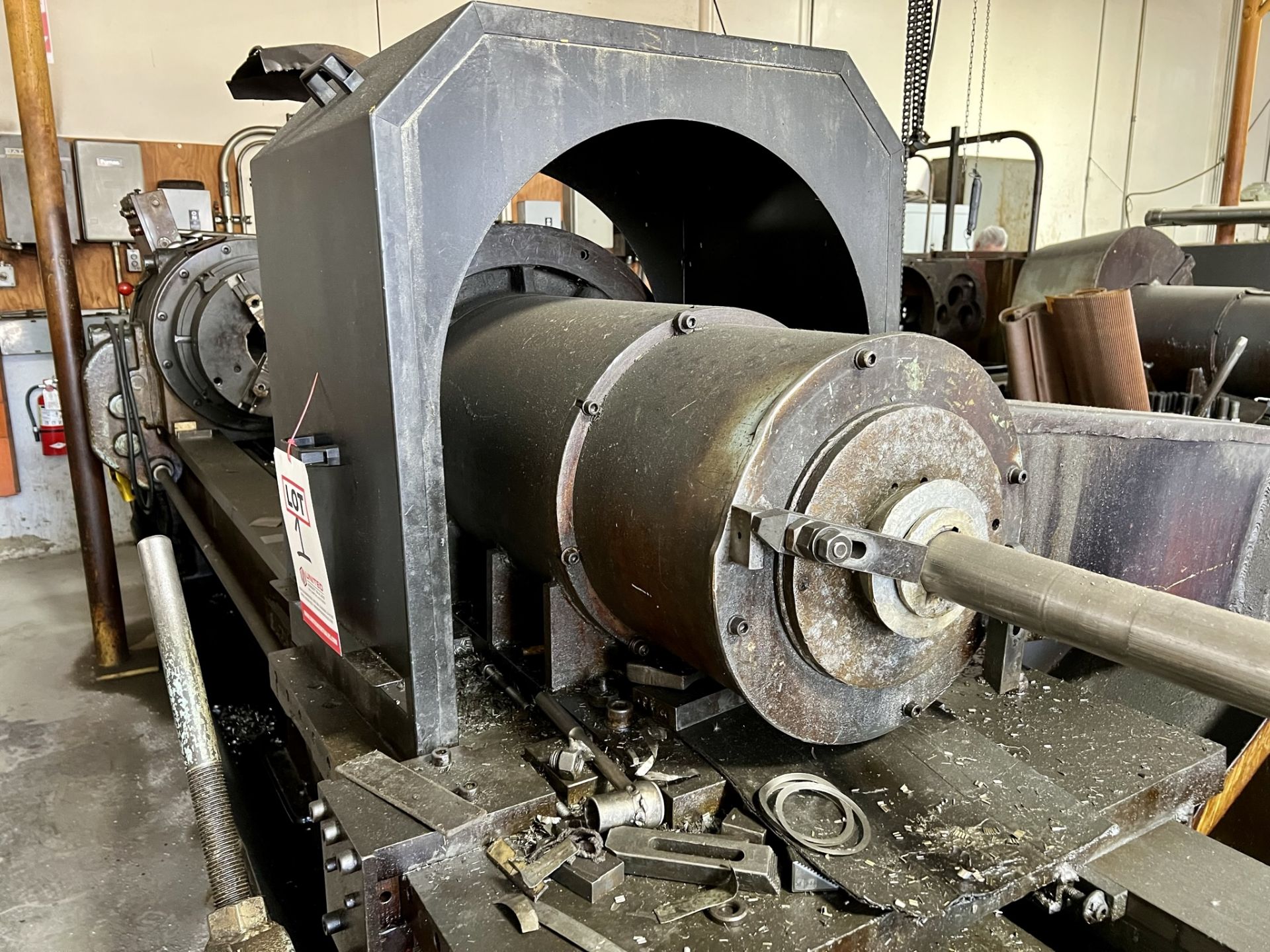 LEBLOND TREPANNING LATHE, 24" X 300" CC, 16" 3-JAW CHUCK, 8" HOLE THRU, THREADING, BALDOR ADJUSTABLE - Image 11 of 29