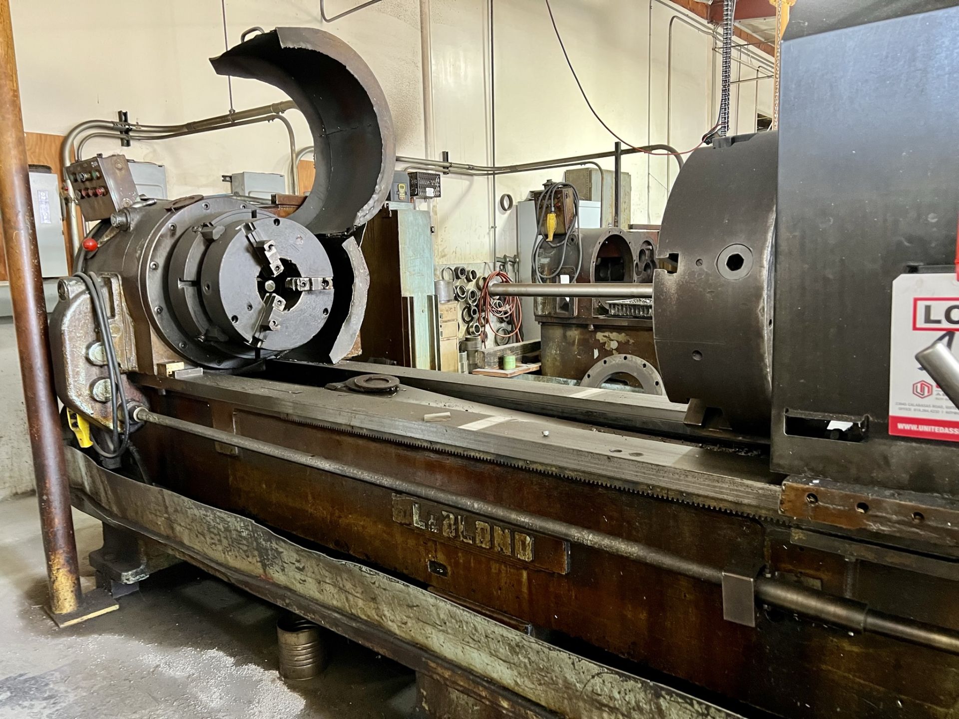 LEBLOND TREPANNING LATHE, 24" X 300" CC, 16" 3-JAW CHUCK, 8" HOLE THRU, THREADING, BALDOR ADJUSTABLE - Image 3 of 29