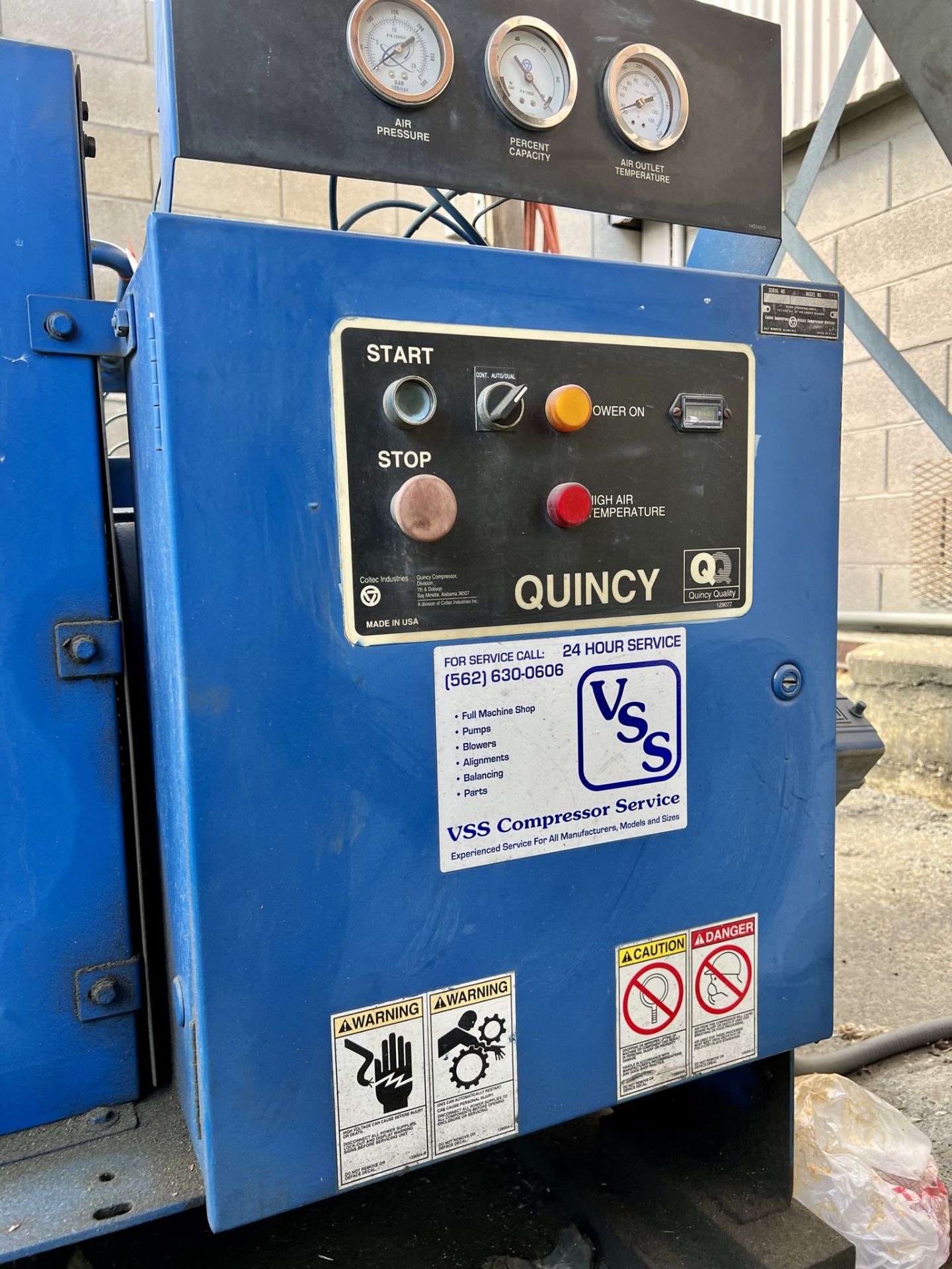 QUINCY SCREW TYPE AIR COMPRESSOR, MODEL QSB40ANA3-1, S/N 94499 - Image 3 of 8