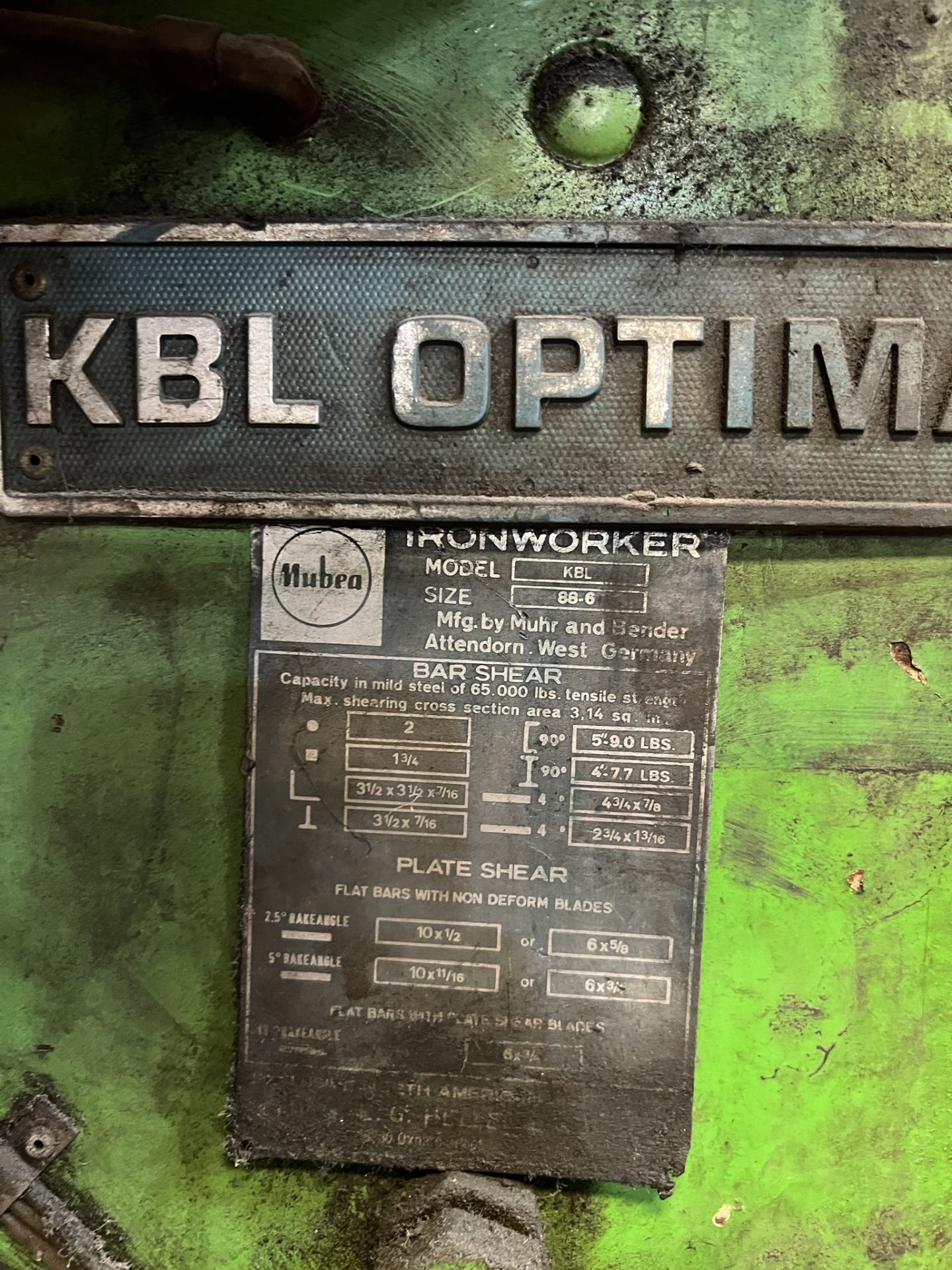 MUBEA IRONWORKER, MODEL KBL 88-6, 88-TON CAPACITY, S/N 135A/42918F/27 - Image 15 of 15