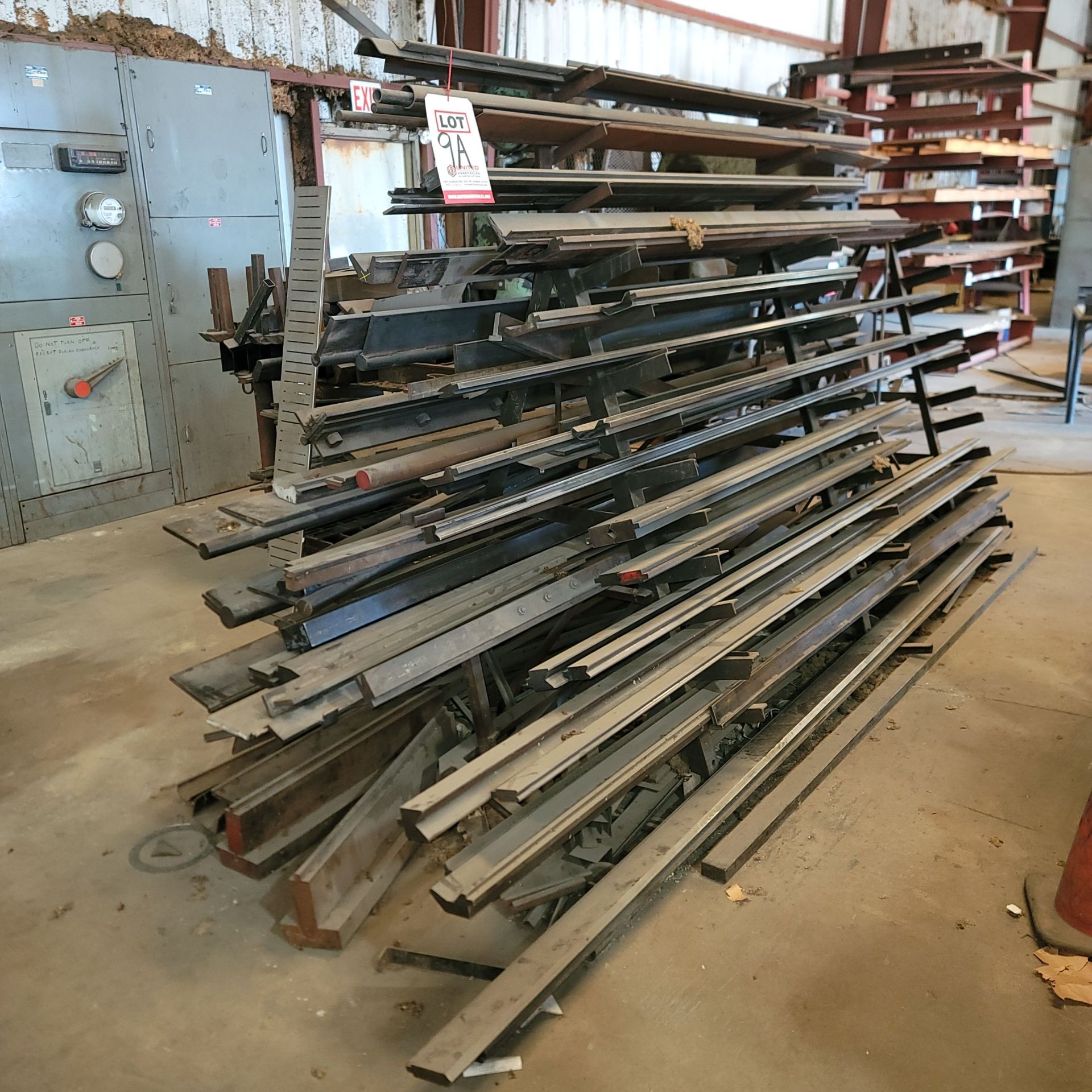 DOUBLE-SIDED RACK, W/ CONTENTS OF PRESS BRAKE DIES, FROM 4' TO 12-1/2'