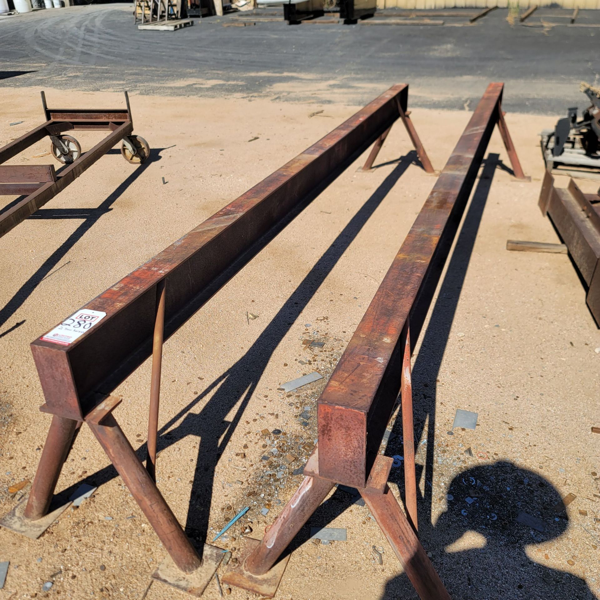 LOT - PAIR OF 13'-4" STEEL BEAM SAWHORSES