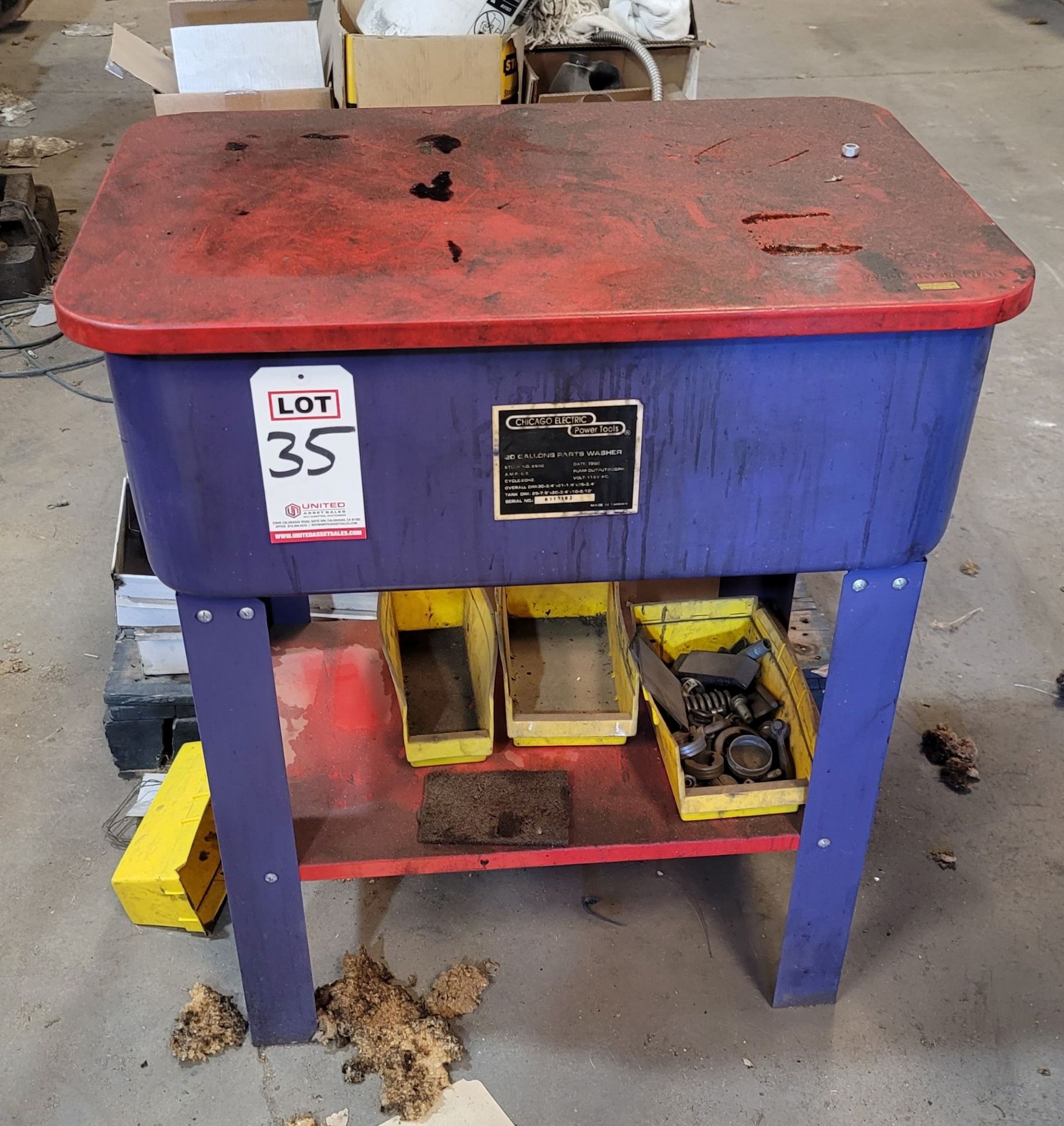 CHICAGO ELECTRIC 20-GALLON PARTS WASHER, STOCK NO. 6500, S/N 8111183