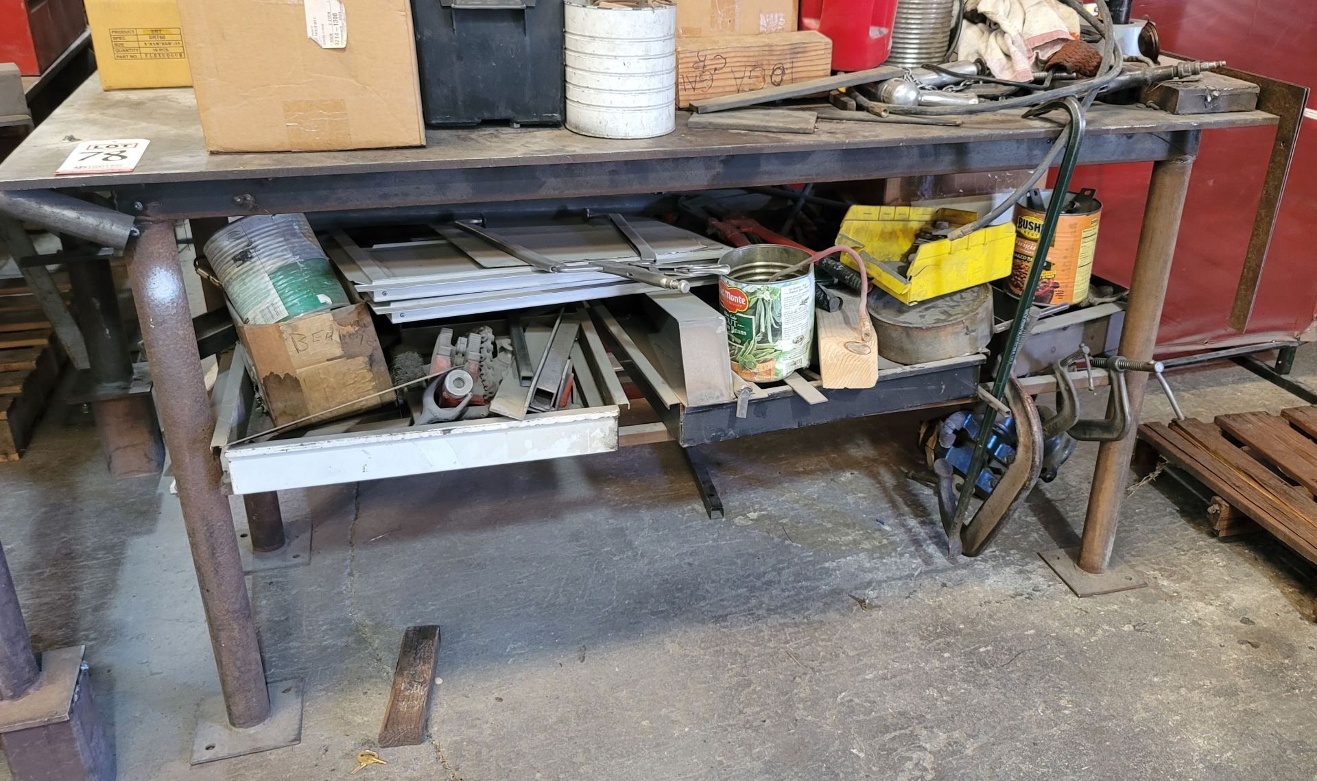 WELDING TABLE, 6' X 30" X 1/2" THICK TOP, 37" WORK HEIGHT