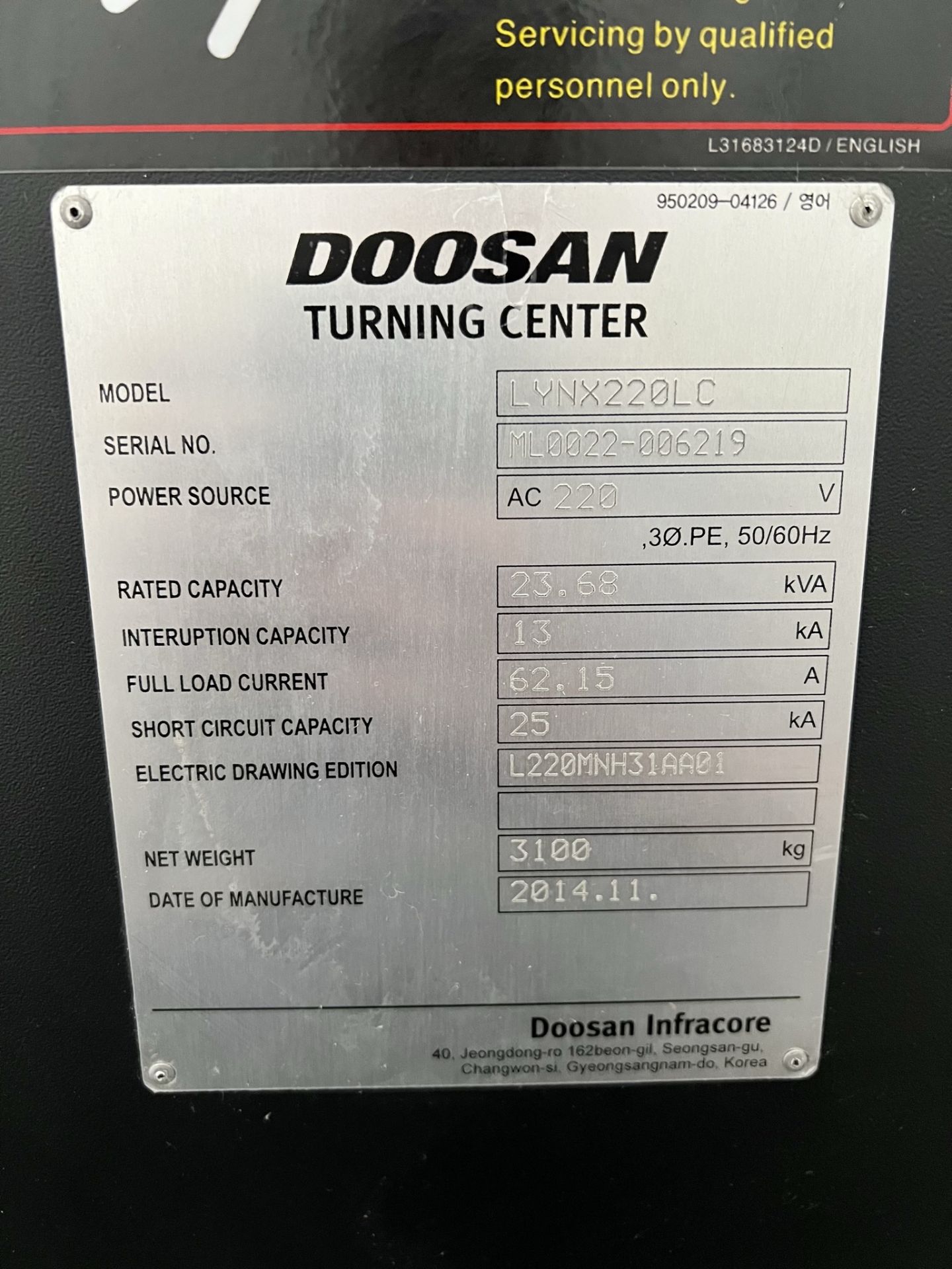 2014 DOOSAN LYNX 220LC TURNING CENTER, DOOSAN-FANUC I SERIES CNC CONTROL, 12-STATION AUTOMATIC - Image 19 of 20