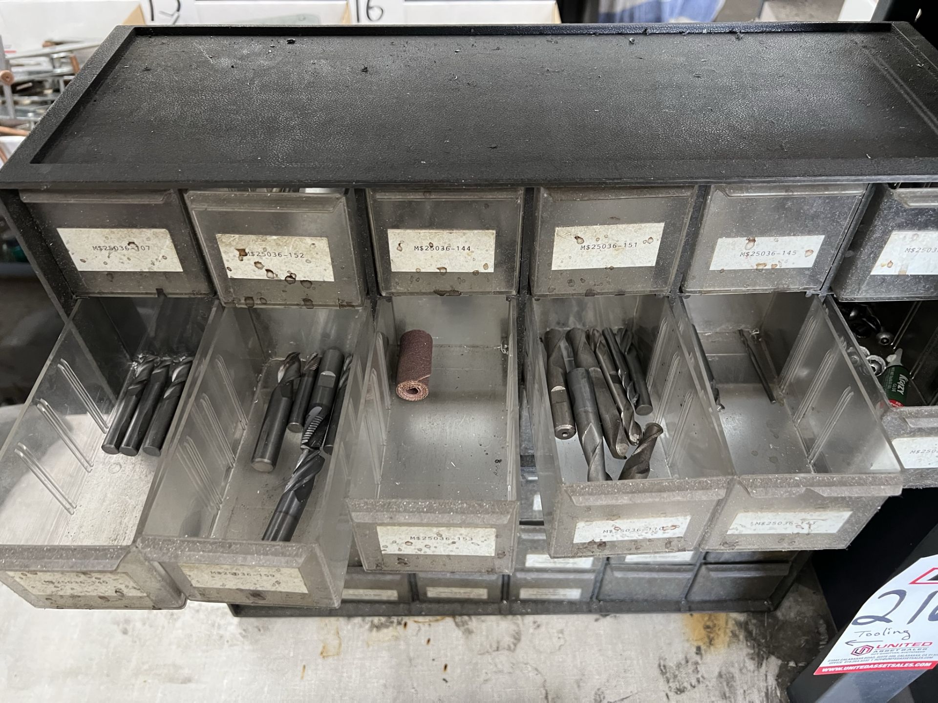 36-DRAWER SMALL PARTS CABINET, W/ CONTENTS OF STEEL AND CARBIDE TOOLING - Image 3 of 4