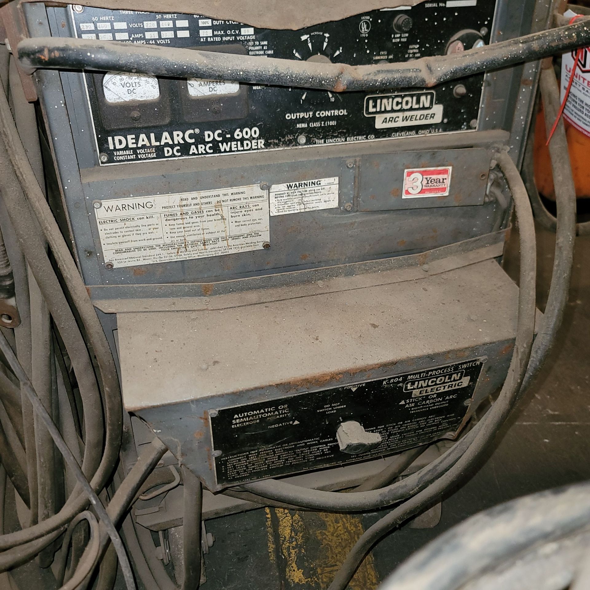 LINCOLN IDEALARC DC-600 ARC WELDER, S/N AC667471