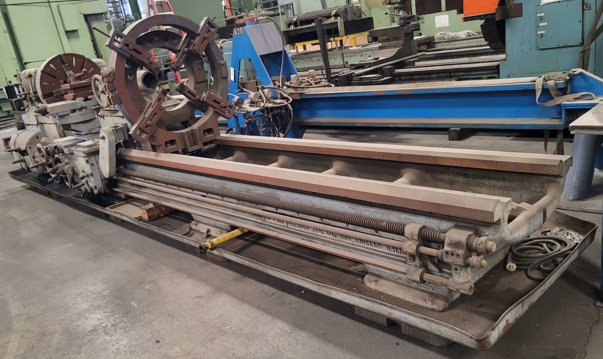 AXELSON A32 ENGINE LATHE, 32" X 168", 30" 4-JAW CHUCK, TAILSTOCK, (2) STEADY RESTS - Image 2 of 9