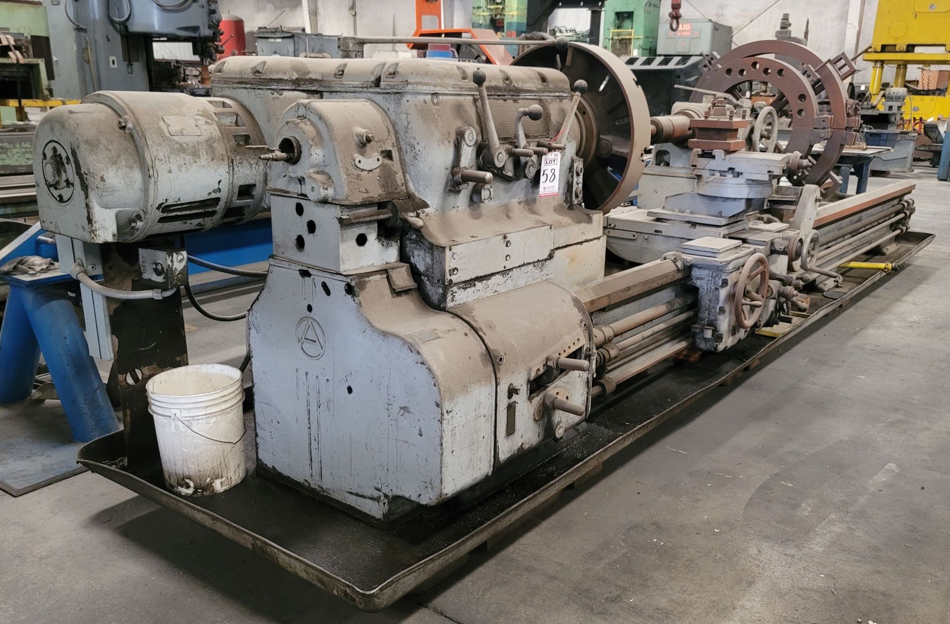 AXELSON A32 ENGINE LATHE, 32" X 168", 30" 4-JAW CHUCK, TAILSTOCK, (2) STEADY RESTS