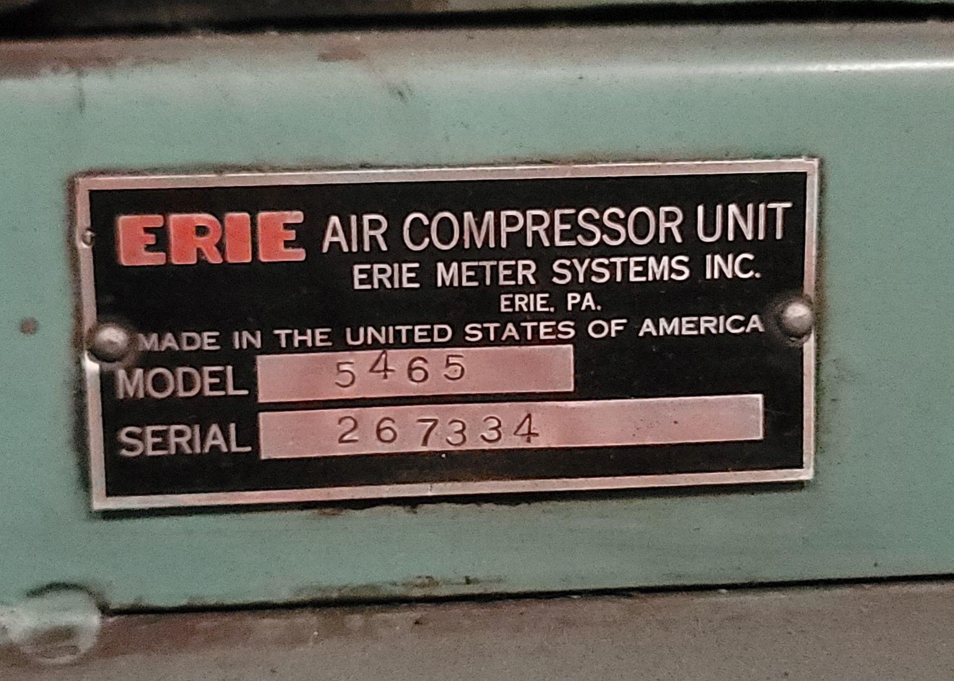 ERIE AIR COMPRESSOR, MODEL 5465, 5 HP, S/N 267334 - Image 3 of 3