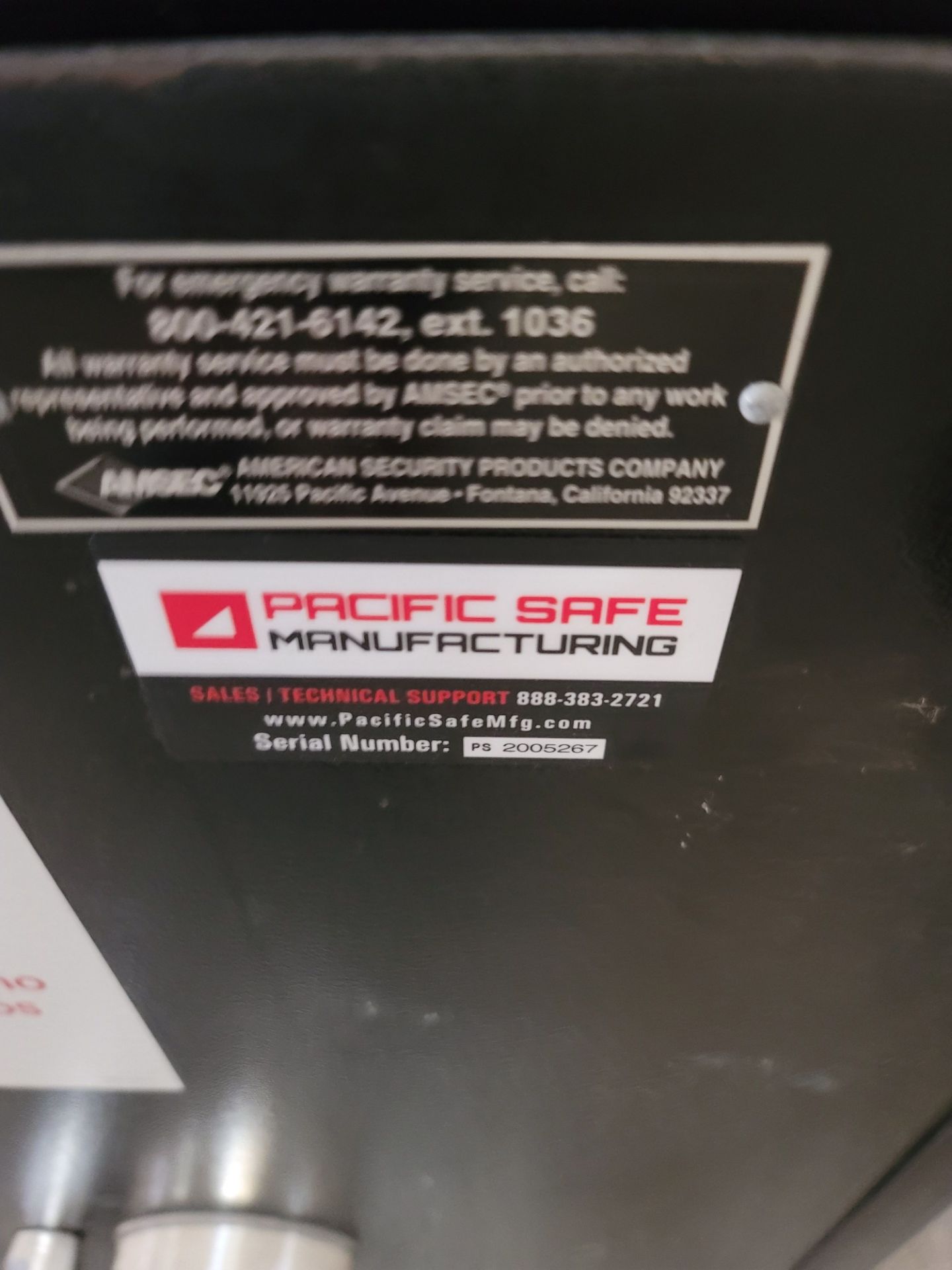 PACIFIC SAFE STORE SAFE W/ COMBO, WORKS, S/N PS 2005267 - Image 2 of 2