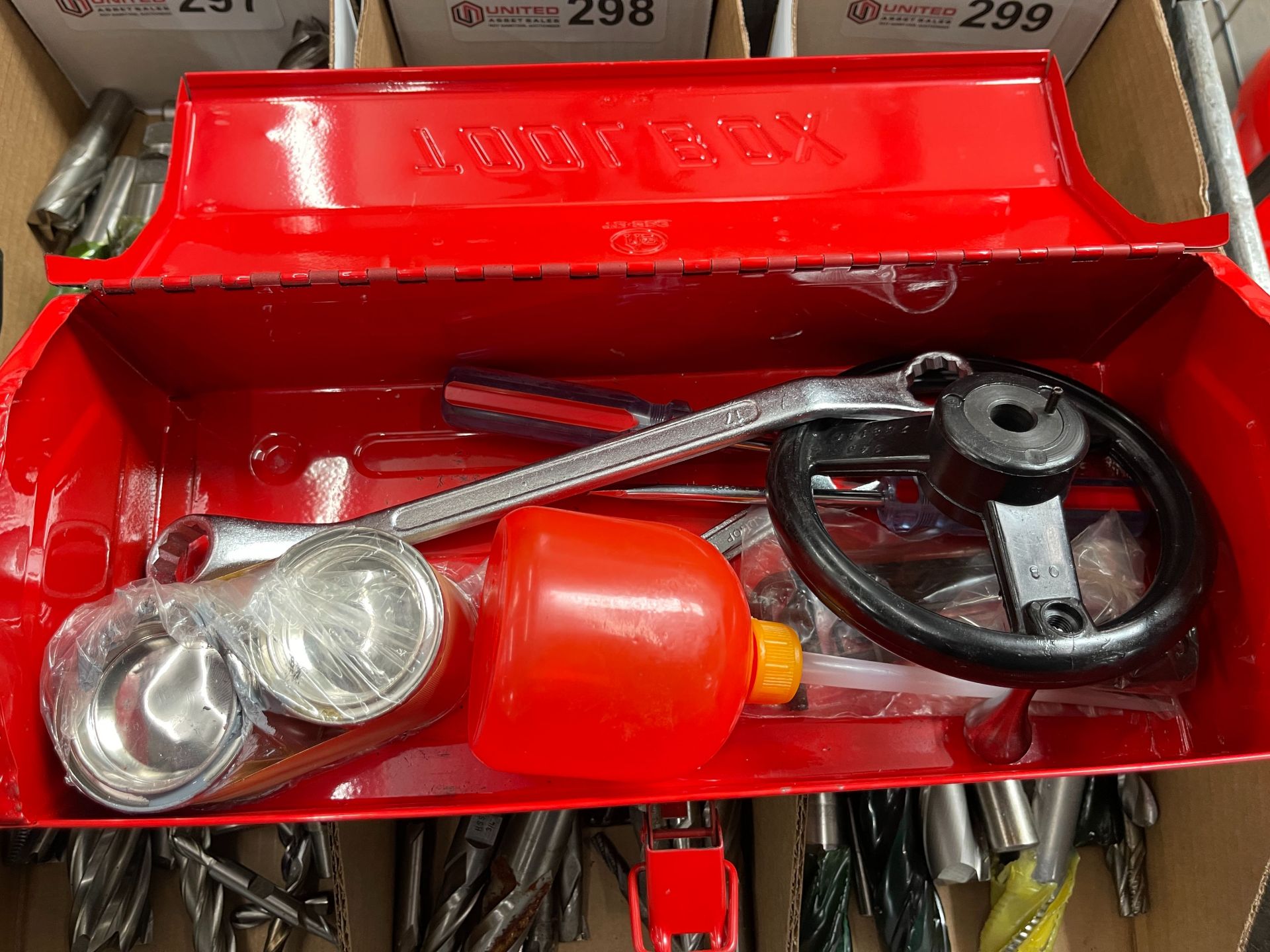 RED TOOL BOX, W/ CONTENTS OF MISC. TOOLS