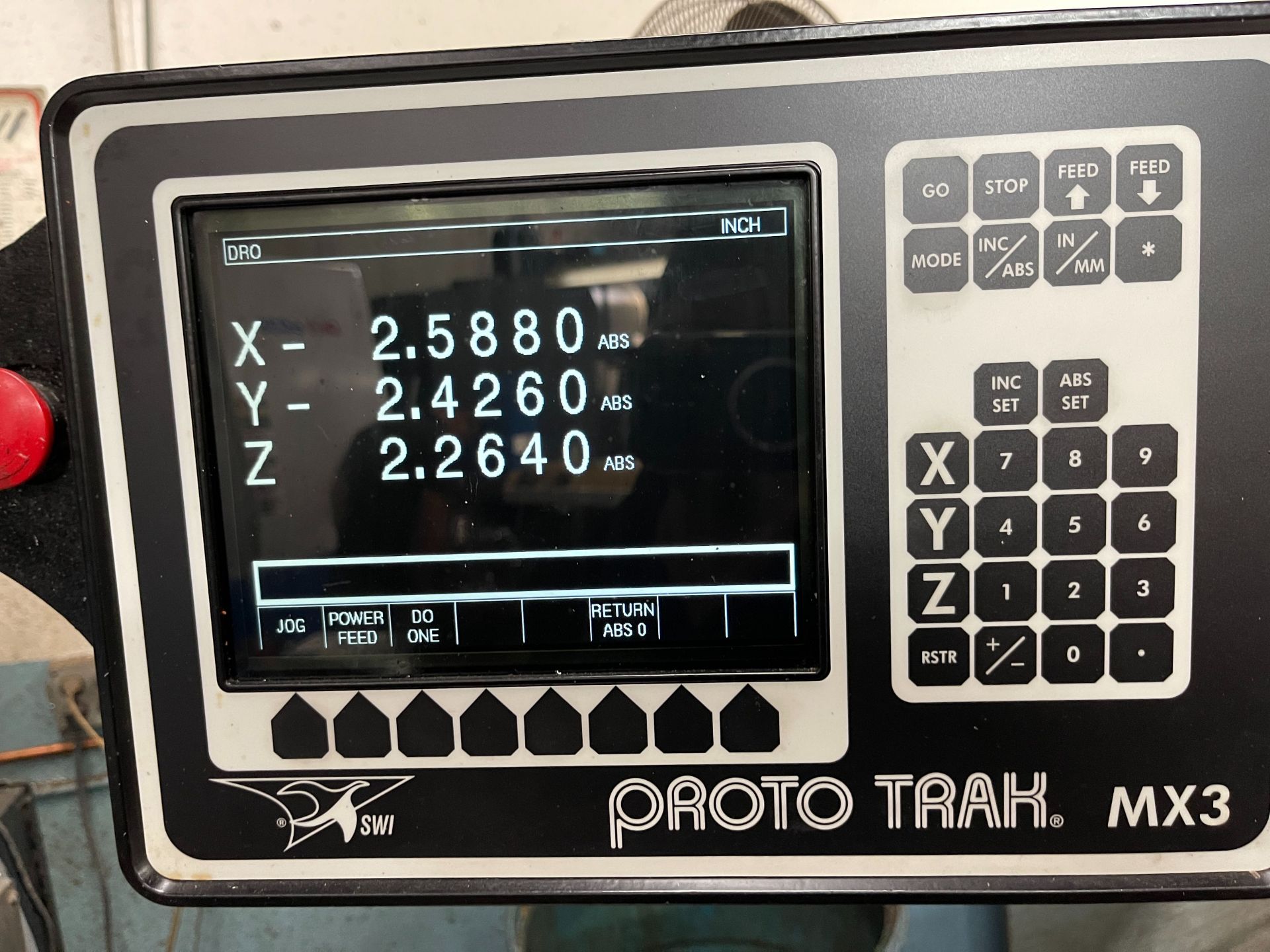 SHARP CNC 3-AXIS VERTICAL MILL, PROTO TRAK MX3 CONTROL, 10" X 50" TABLE, KURT POWER LOCK DRAW BAR, - Image 9 of 11