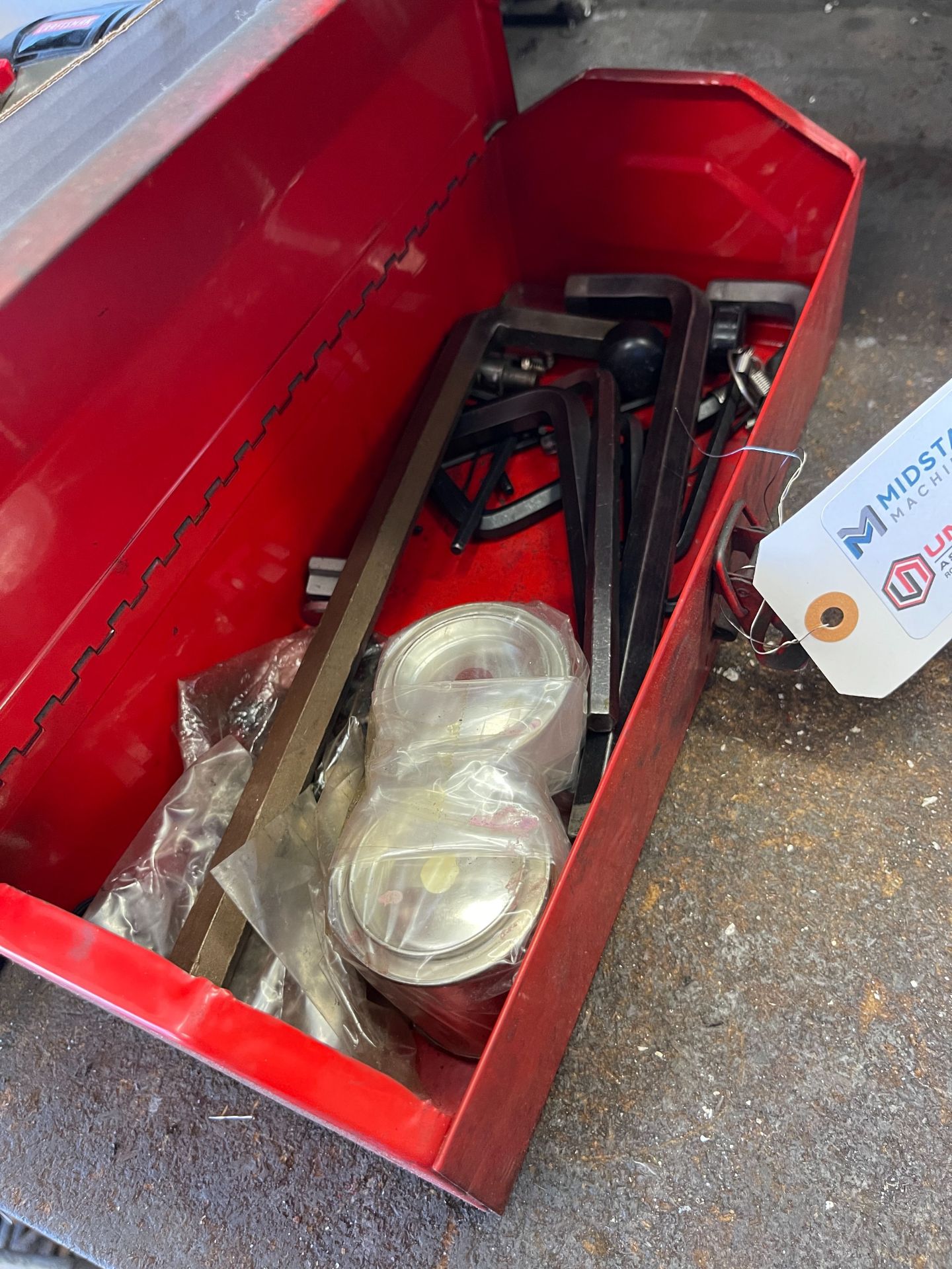 LOT - RED TOOL BOX, W/ CONTENTS OF ALLEN WRENCHES