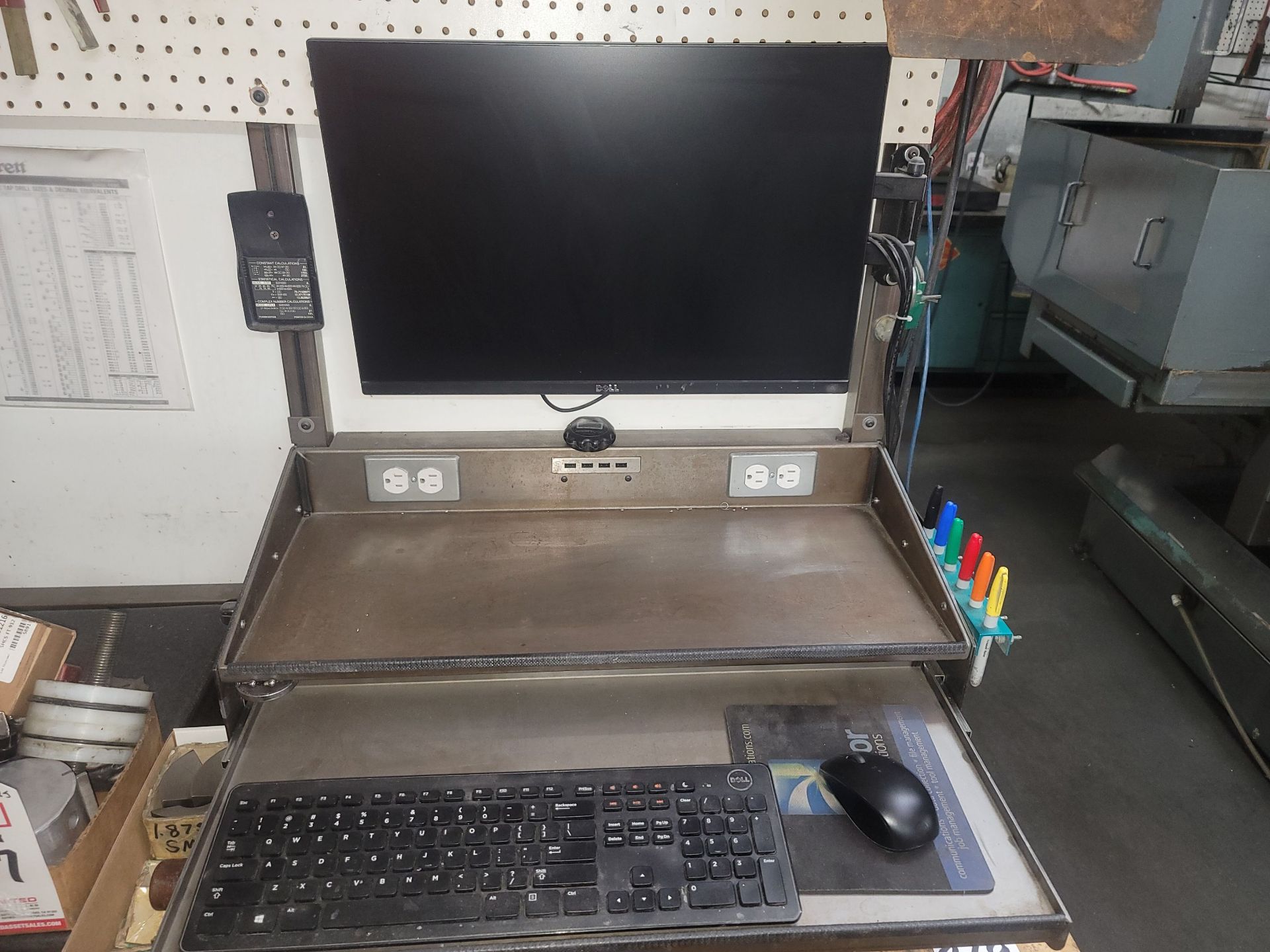 BUTCHER BLOCK WORK STATION W/ PEGBOARD BACK WALL, 5' X 25" X 1-1/2" THICK TOP MOUNTED ON A 9- - Image 3 of 5