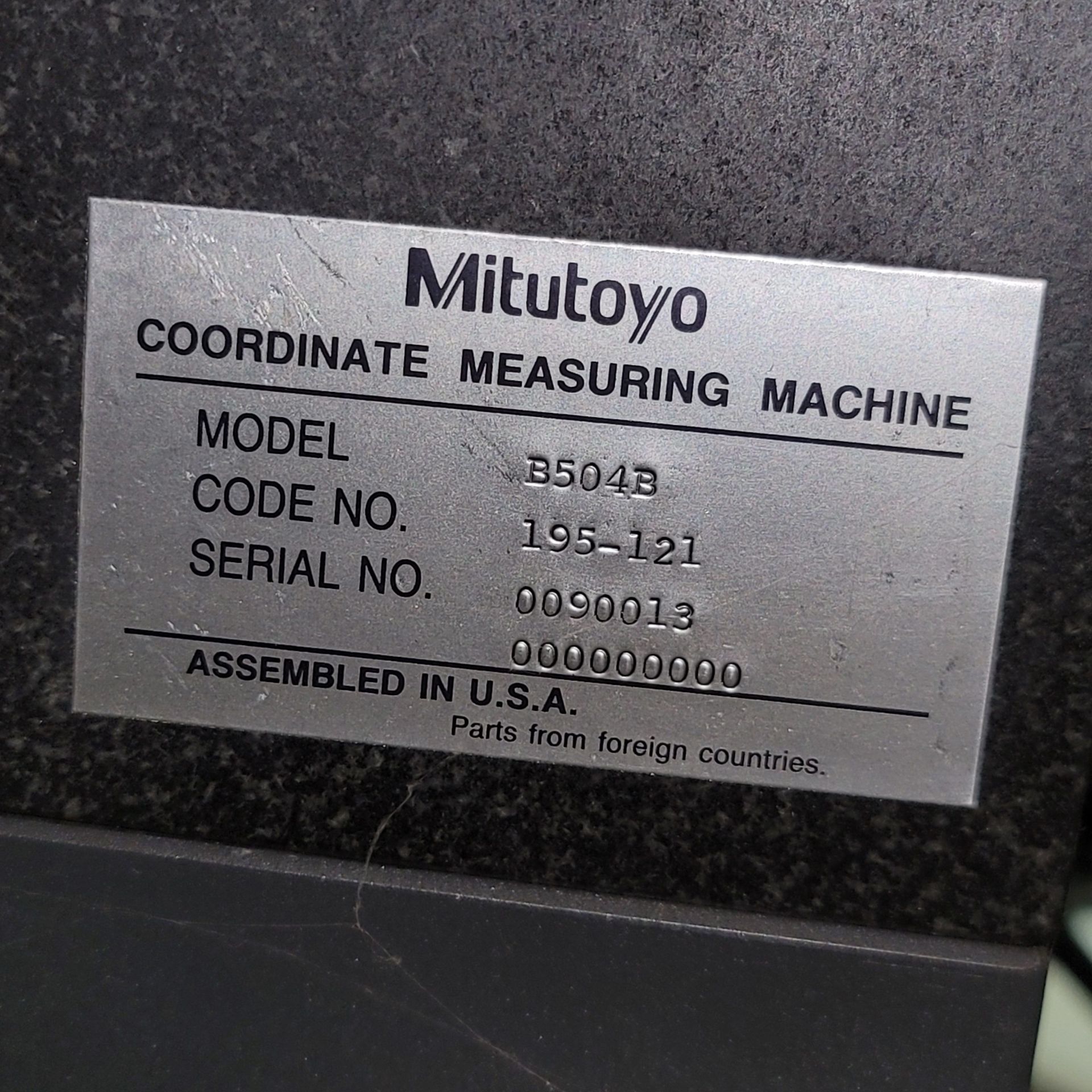 MITUTOYO COORDINATE MEASURING MACHINE, MODEL B504B, CODE NO. 195-121, S/N 0090013, W/ RENISHAW PROBE - Image 12 of 14