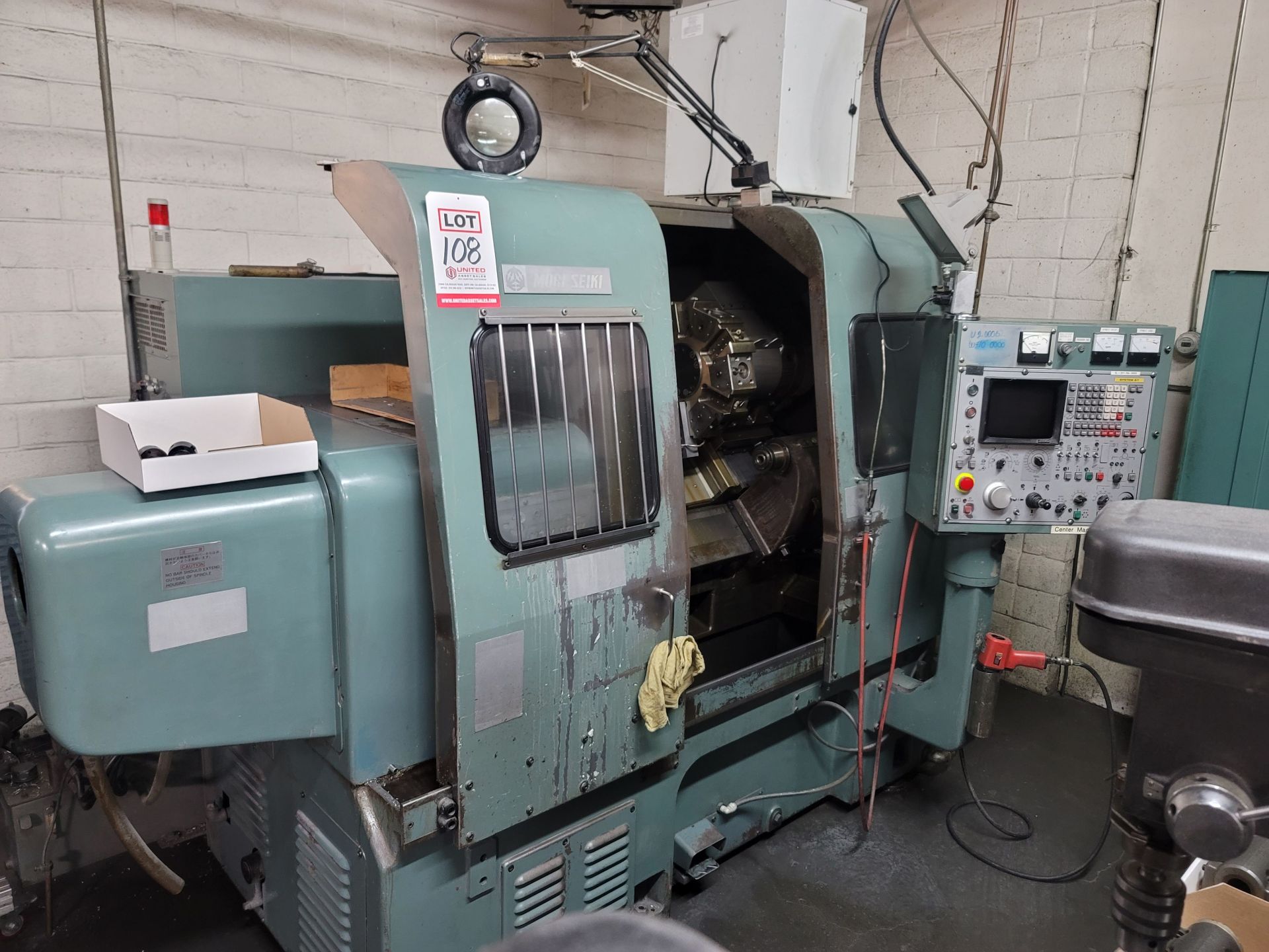 MORI SEIKI SL-3H SLANT BED LATHE, FANUC SYSTEM 6T CNC CONTROL, 10" CHUCK, 3J & 5C COLLET - Image 2 of 13