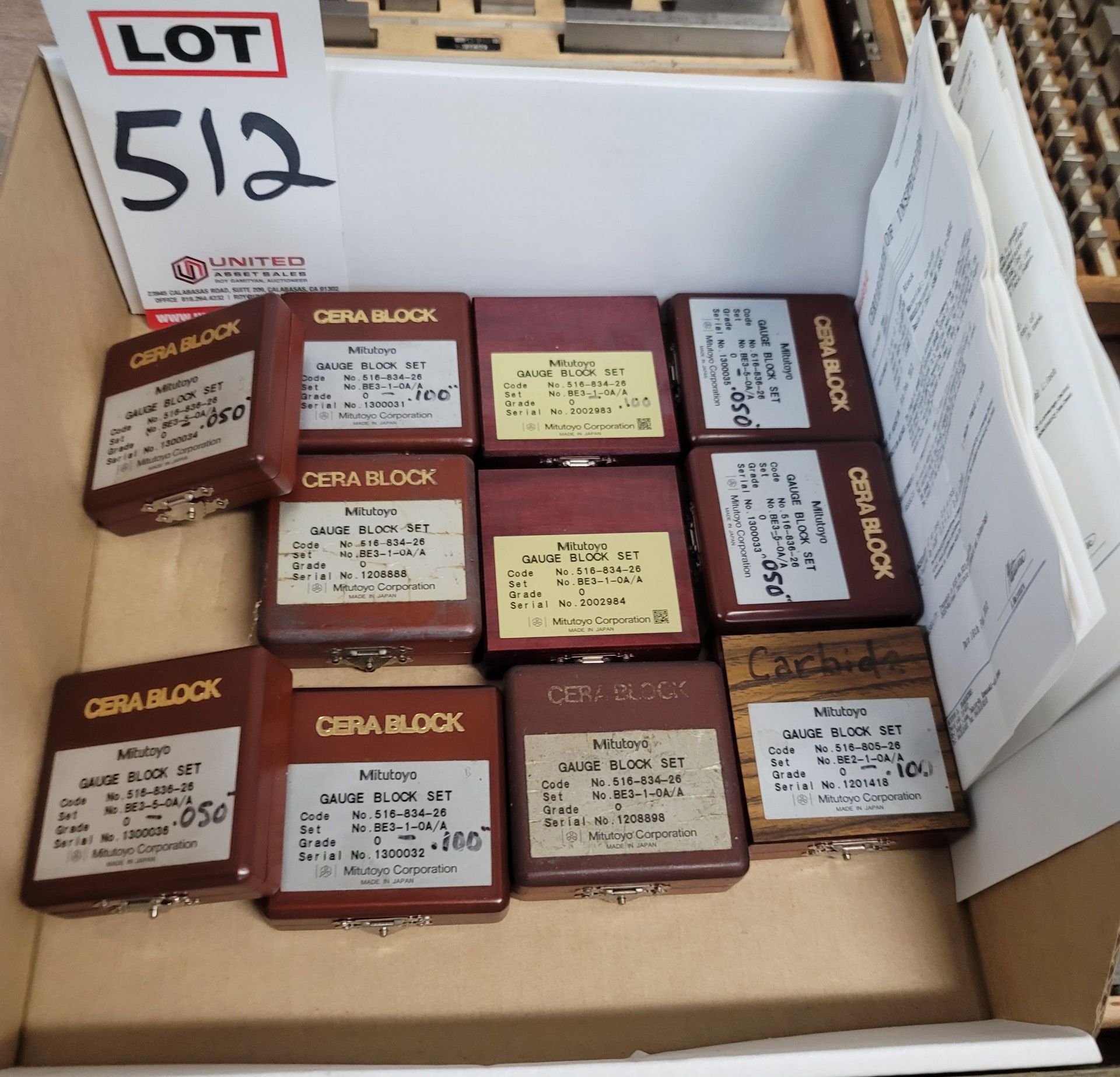 LOT - MITUTOYO CERA BLOCK GAUGE BLOCK SETS