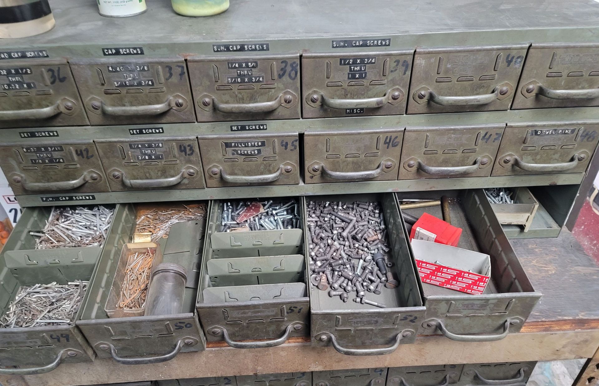 LOT - 18-DRAWER HARDWARE CABINET, W/ CONTENTS, TO INCLUDE: CAP SCREWS, SNAP RINGS, ETC., MISSING ONE - Image 3 of 4