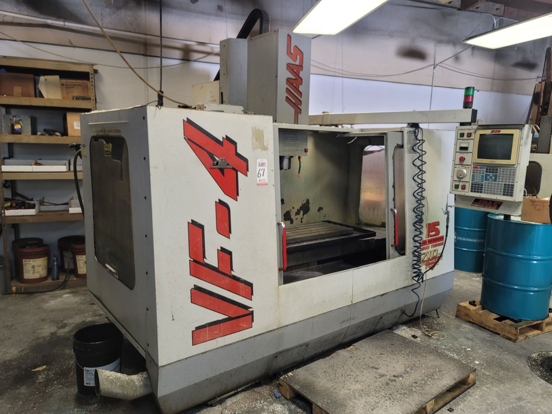 1996 HAAS VF-4 VERTICAL MACHINING CENTER, XYZ TRAVELS: 50" X 20" X 25", 52" X 18" TABLE, 24 ATC,