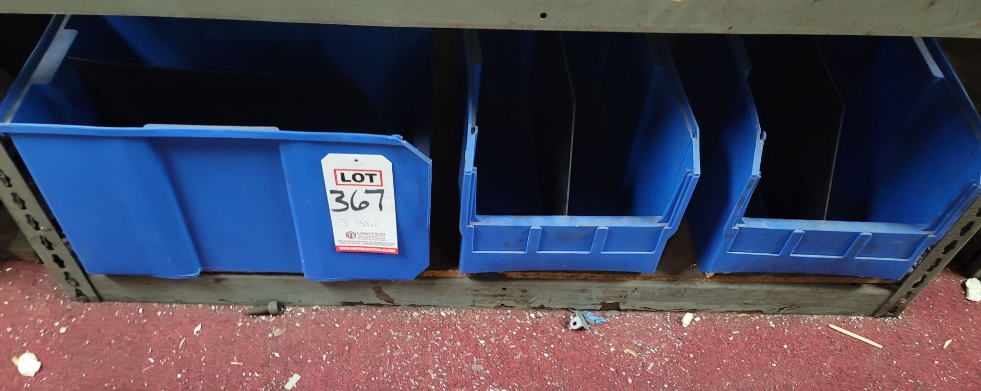 LOT - (3) PLASTIC PARTS BINS, 10" X 16" X 9-1/2", EMPTY